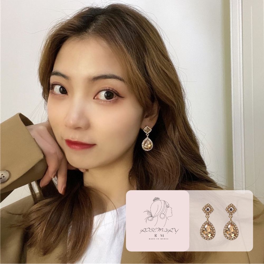 ♛ROSEMAYR♛[CR-0022] 韓版 輕奢女韓劇女神款 鋯晶石水滴吊墜耳環