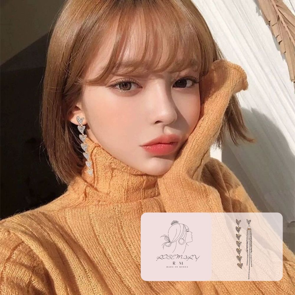 ♛ROSEMAYR♛[LX-0008] 韓版 氣場女王必備 水鑽愛心流蘇吊墜耳環