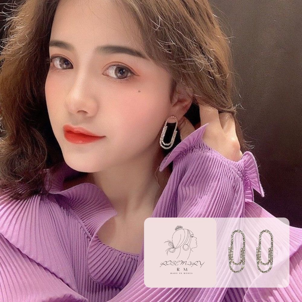 ♛ROSEMAYR♛[LX-0036] 韓版 個性女王 鑲鑽迴紋針造型耳環 耳釘