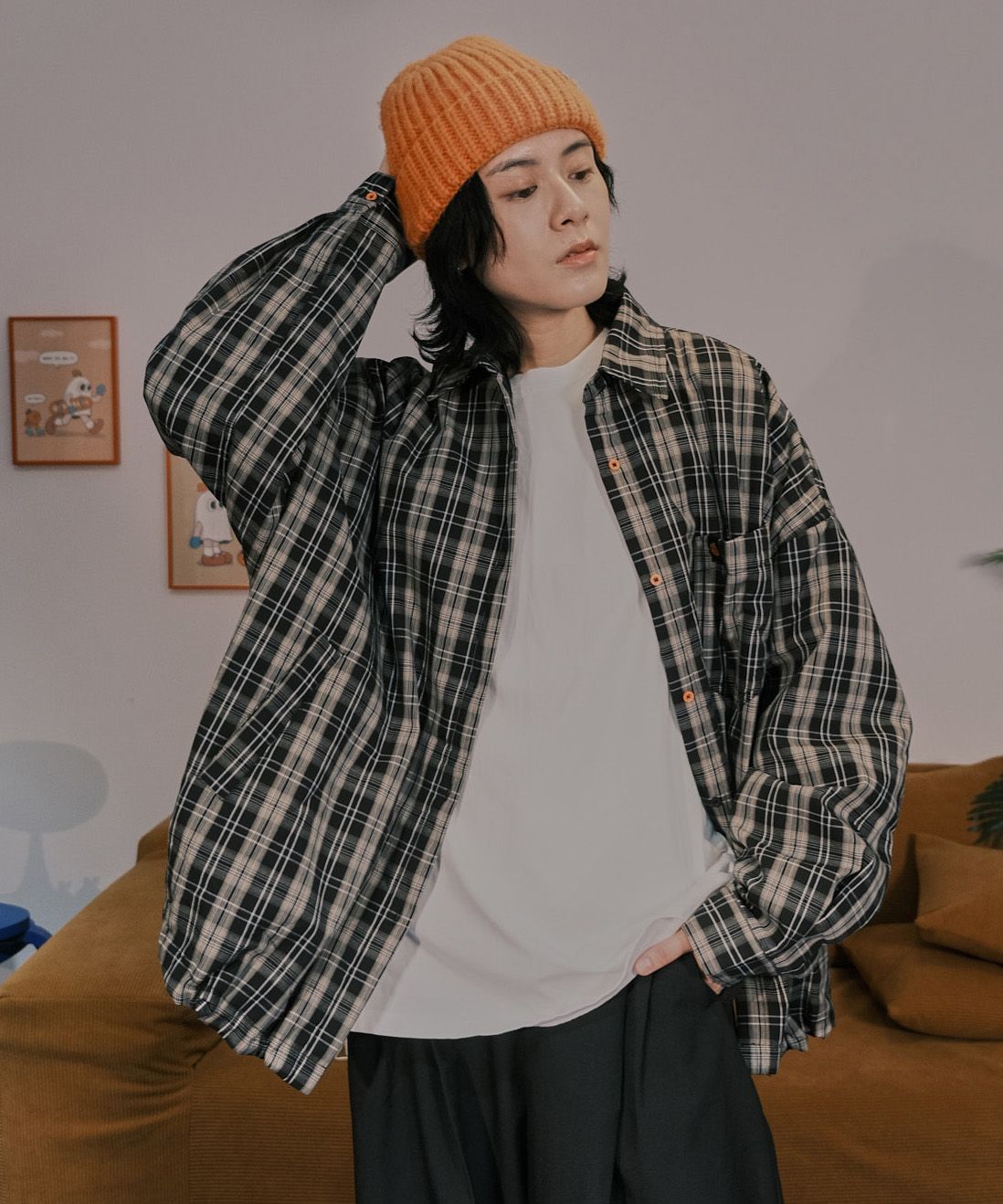 給你一點養份 格紋鋪棉襯衫