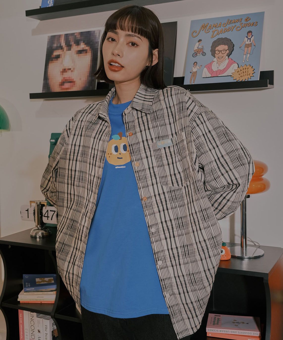 小標皺皺格紋襯衫 / 2色