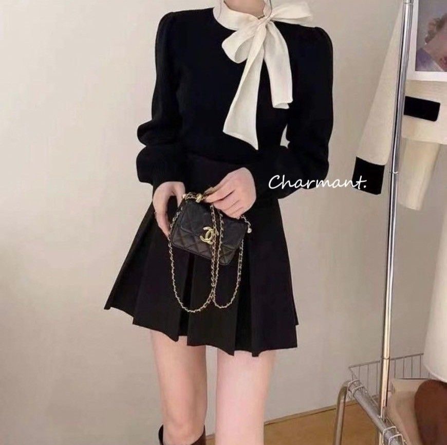 🏷️ L0109 維也納圓舞曲蝴蝶結針織上衣