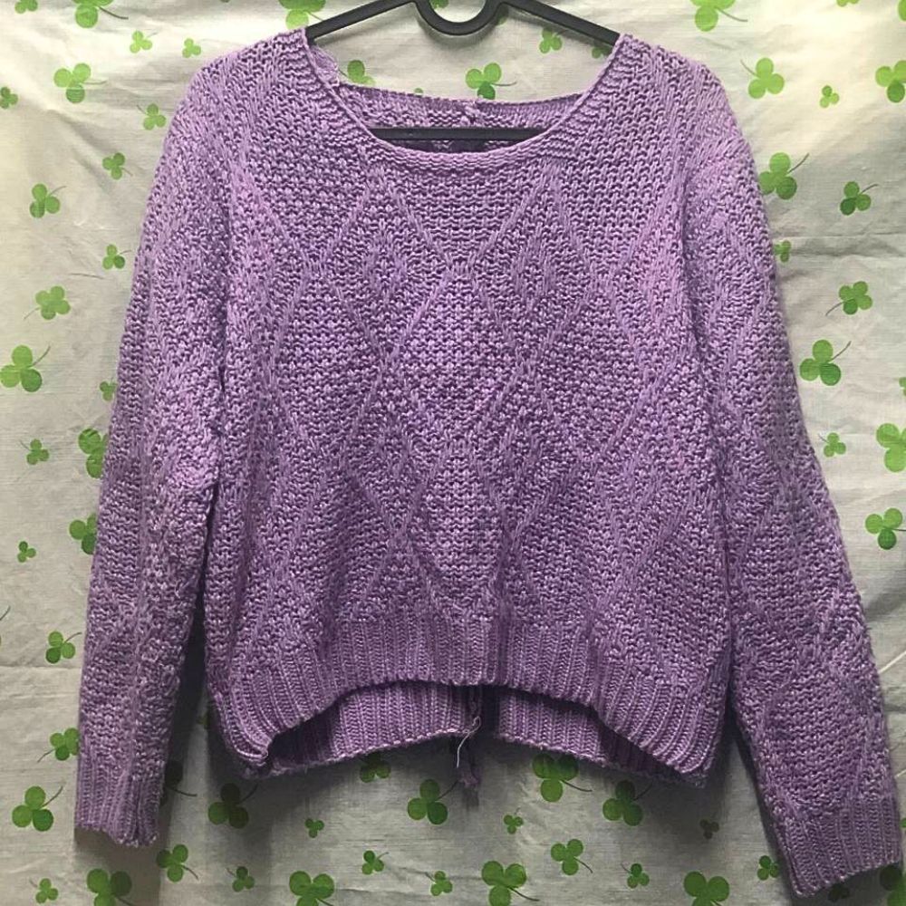 ♛ROSEMAYR♛廠商寄賣-薰衣草紫後背麻花辮造型抽繩綁帶毛衣