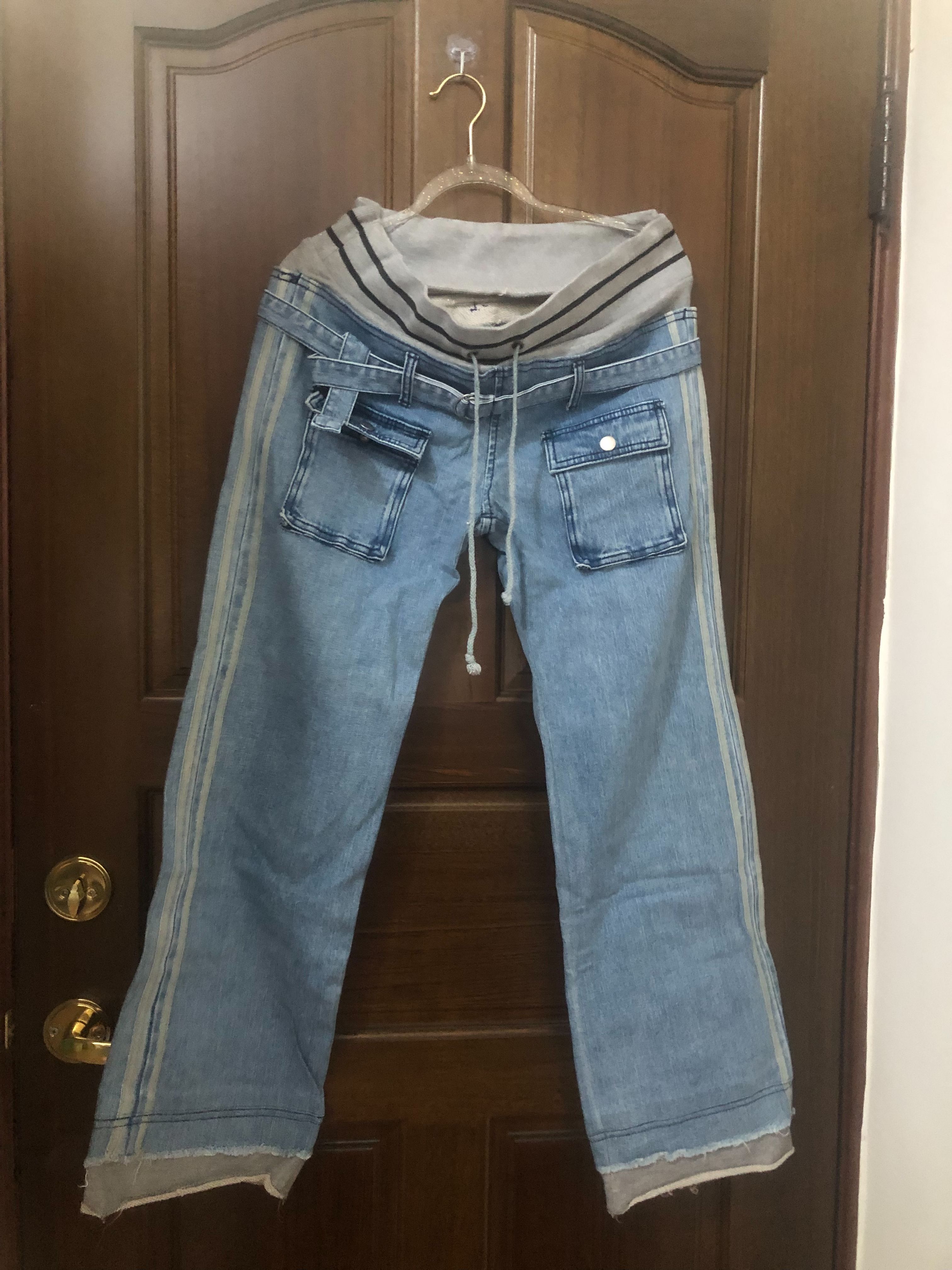 ♛ROSEMAYR♛廠商寄賣-Y4899復古美式條紋印花抽繩鬆緊腰牛仔褲