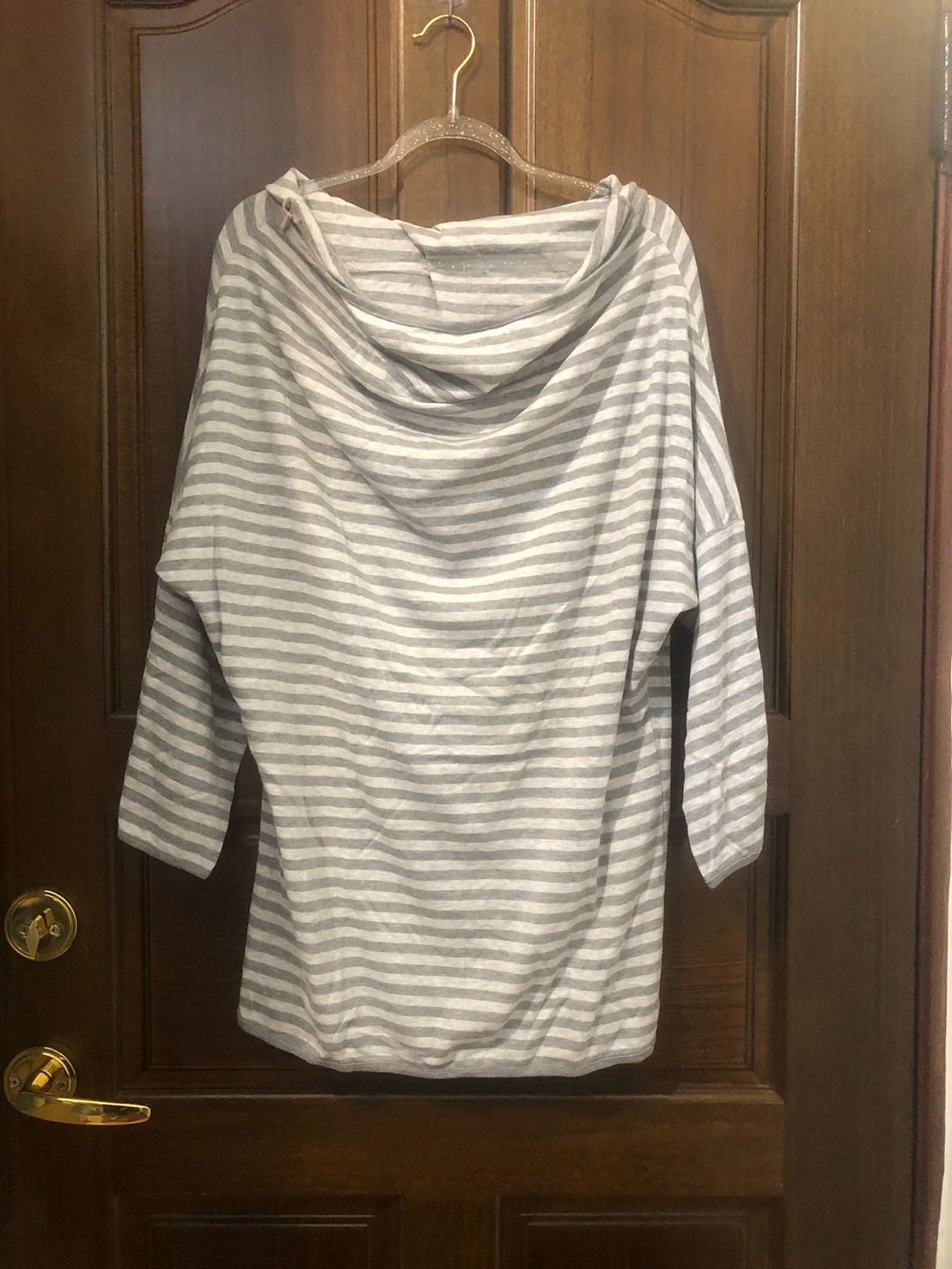 ♛ROSEMAYR♛廠商寄賣-Y1320百搭條紋垂領七分袖上衣