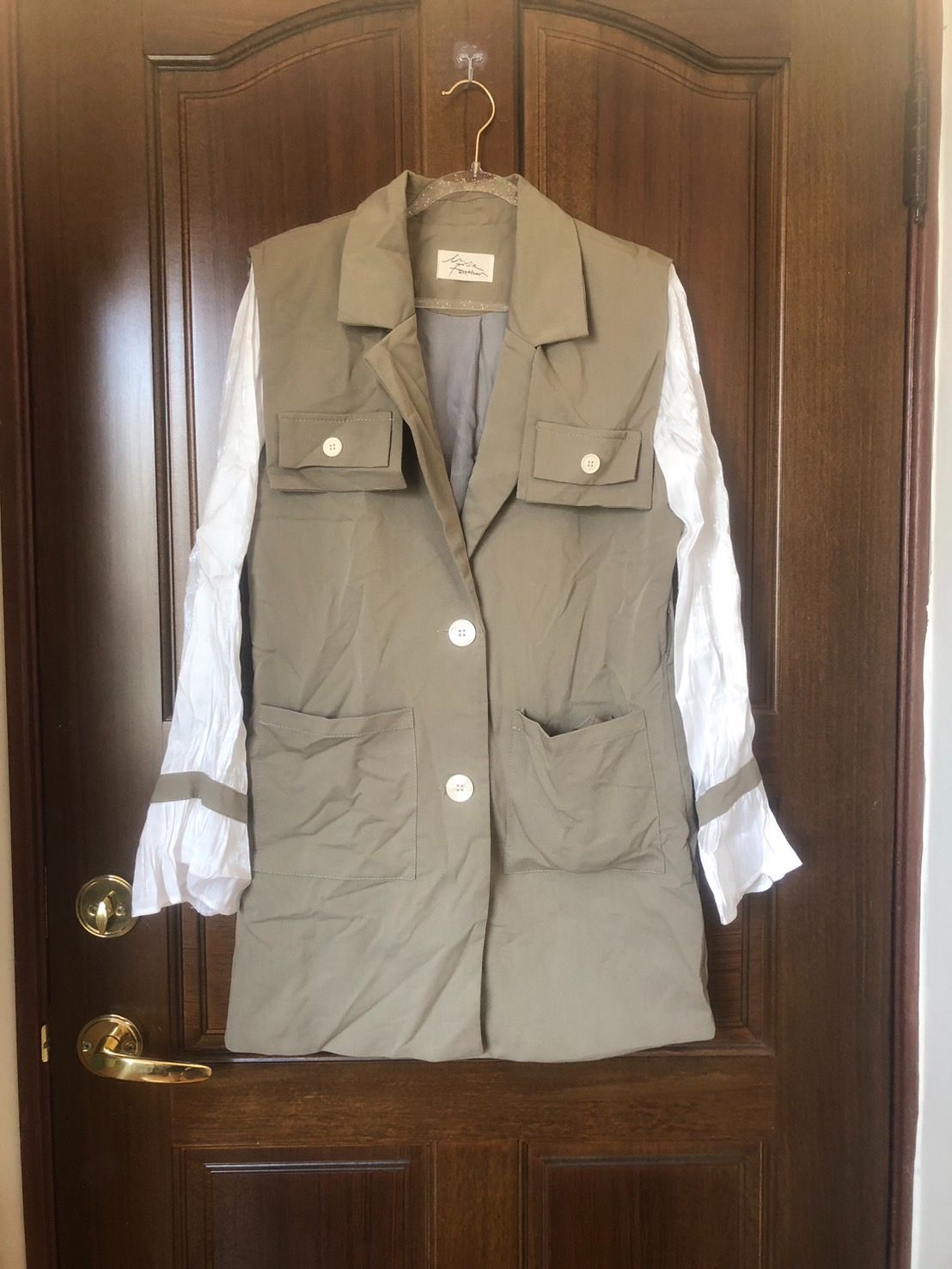 ♛ROSEMAYR♛廠商寄賣-K4388韓系 氣質女神拼接荷葉袖假兩件洋裝/襯衫 （瑕疵）