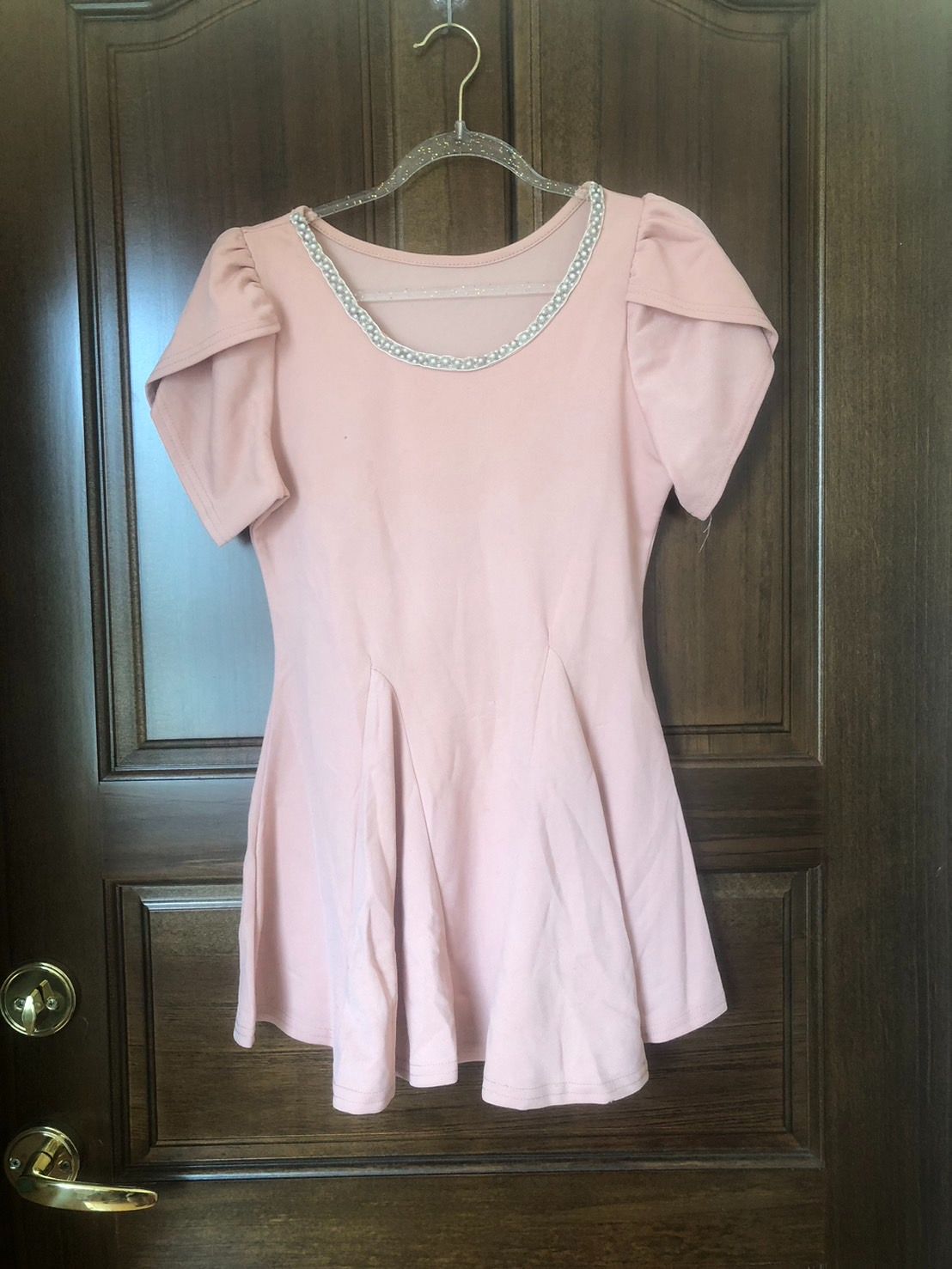 ♛ROSEMAYR♛廠商寄賣-A02-002氣質款粉色珍珠鑲領洋裝式上衣 展示品