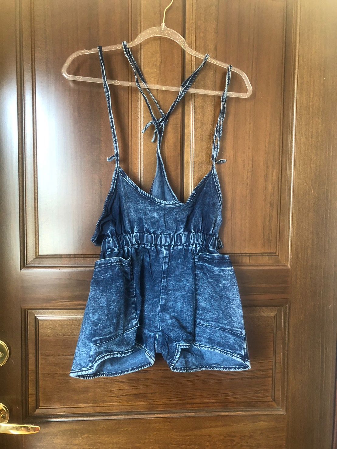 ♛ROSEMAYR♛廠商寄賣-A05-383綁帶式吊帶牛仔短褲