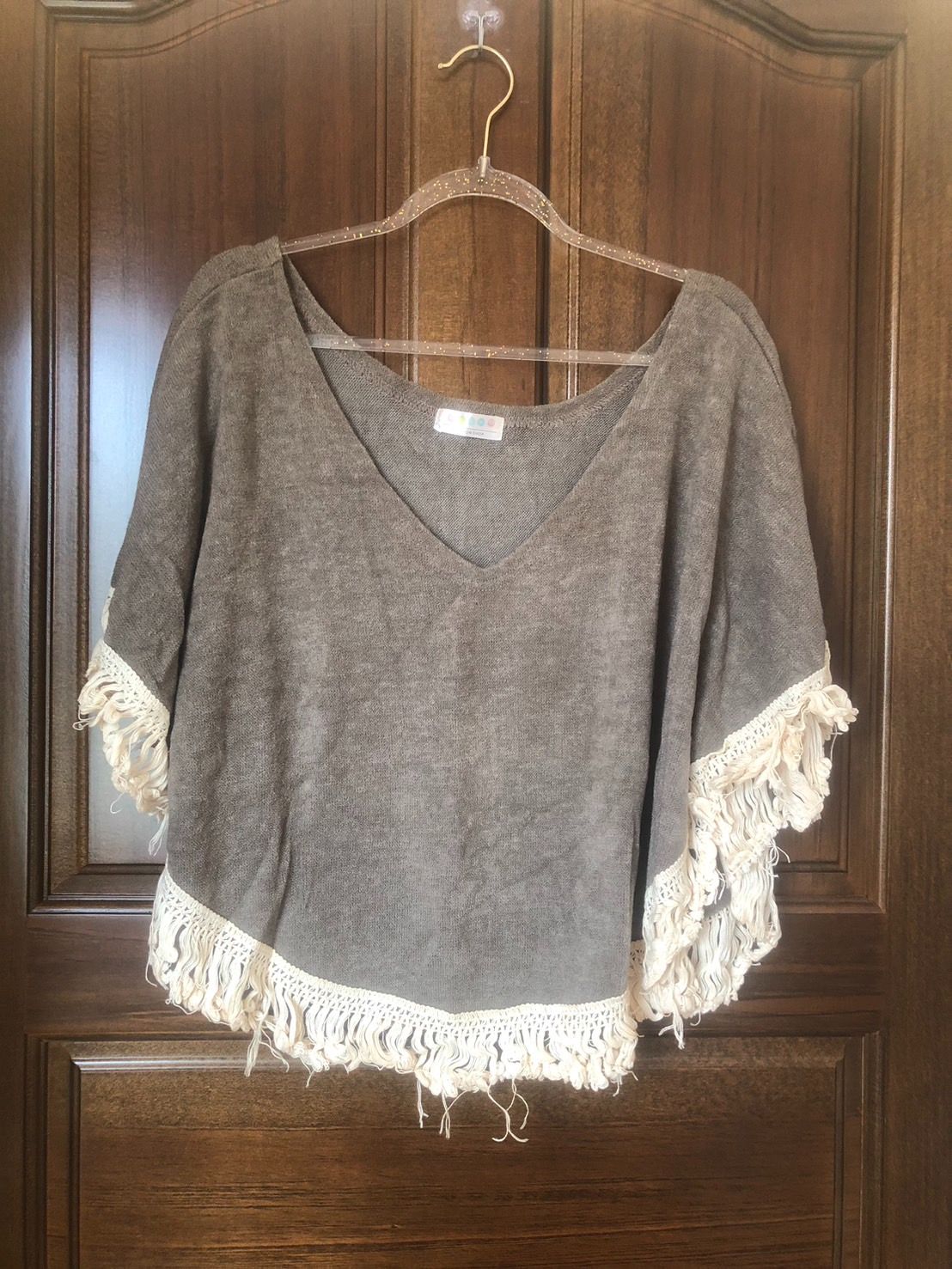 ♛ROSEMAYR♛廠商寄賣-A02-006 V領流蘇斗篷上衣