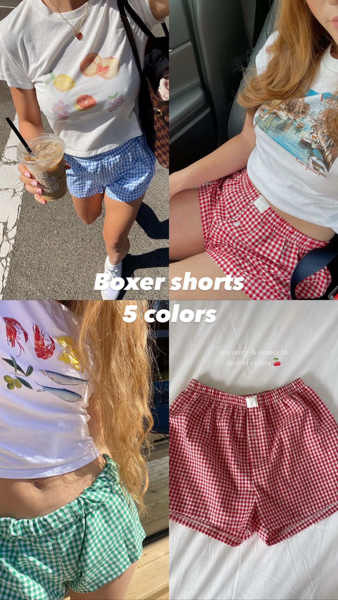 歐美部落客同款Boxer shorts  5色 寬鬆男友風短褲 格子短褲 格紋短褲 鬆緊短褲 純棉 寬鬆短褲 顯瘦闊腿褲