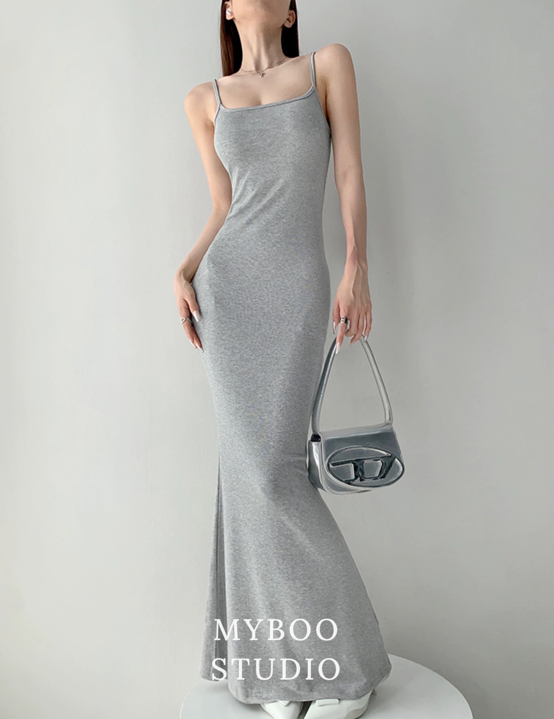 歐美激瘦細肩收腰包臀魚尾洋裝（高個子版）