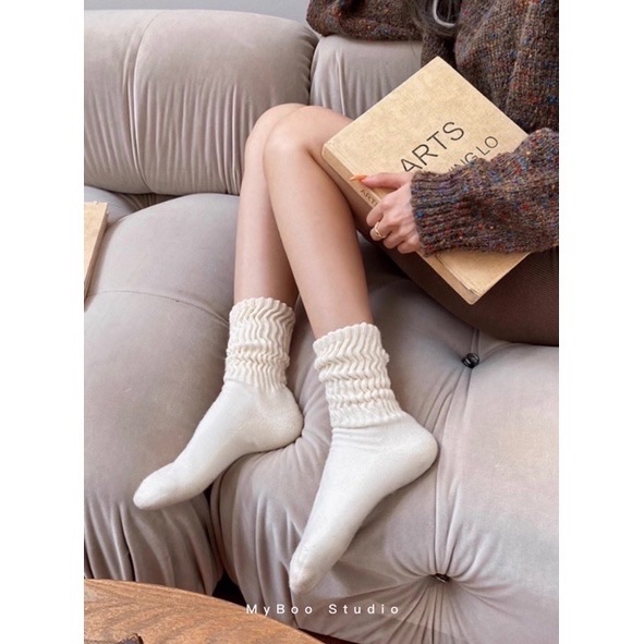 銷售破千雙✨👍美式粗針織堆堆襪