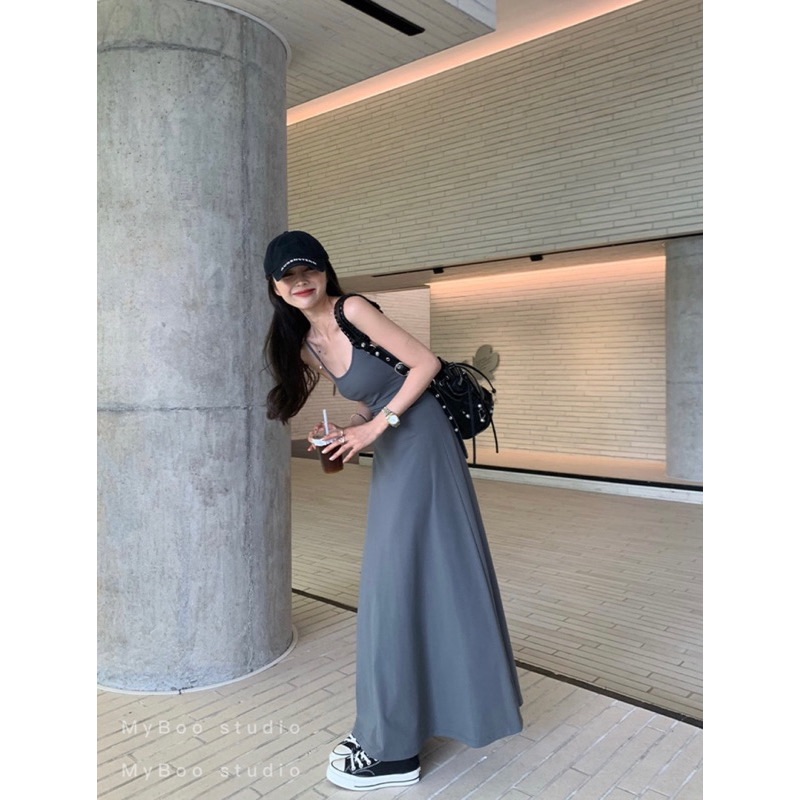 熱賣700件🔥垂墜感100分😍歐美細肩顯瘦收腰傘狀吊帶連身裙