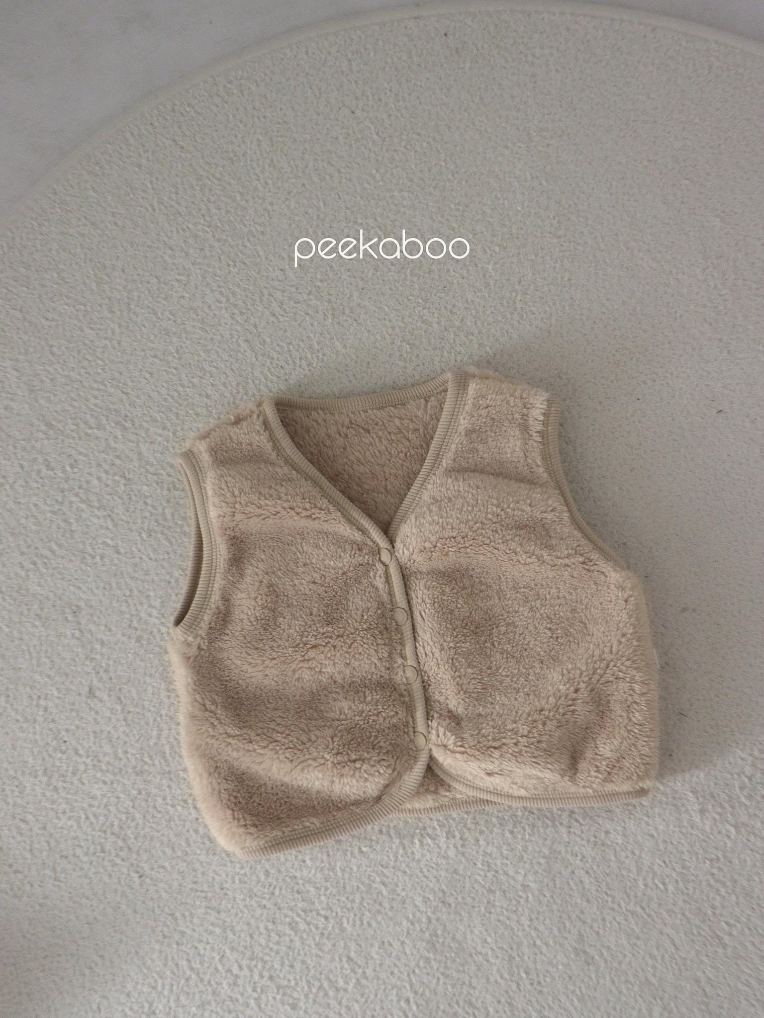正韓 peekaboo 絨毛保暖背心（杏）
