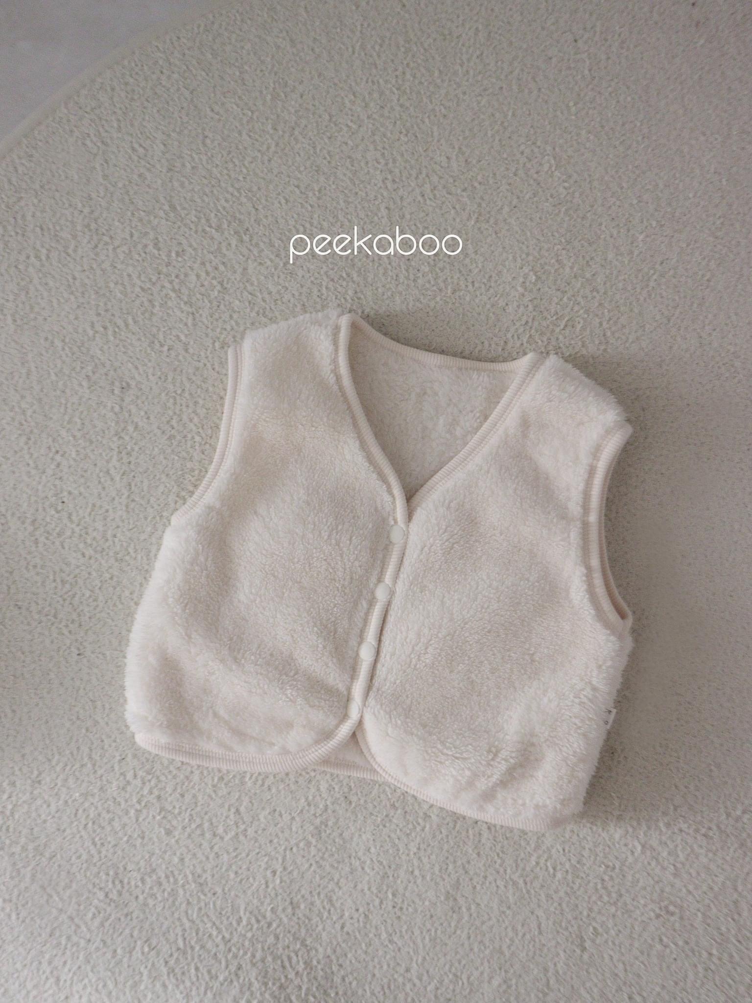 正韓 peekaboo 絨毛保暖背心（白）