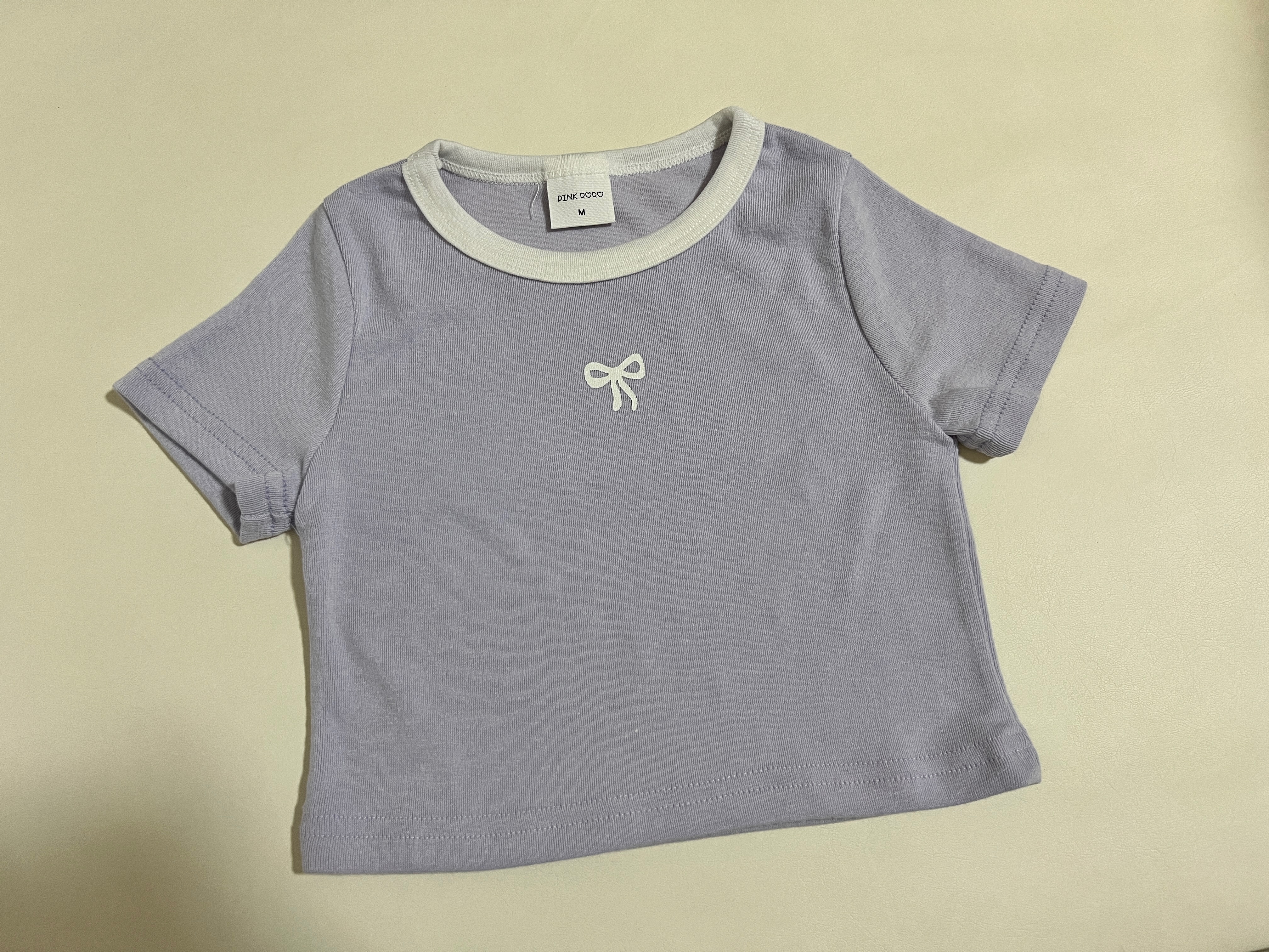 正韓 PINKRORO-圓領蝴蝶結短T