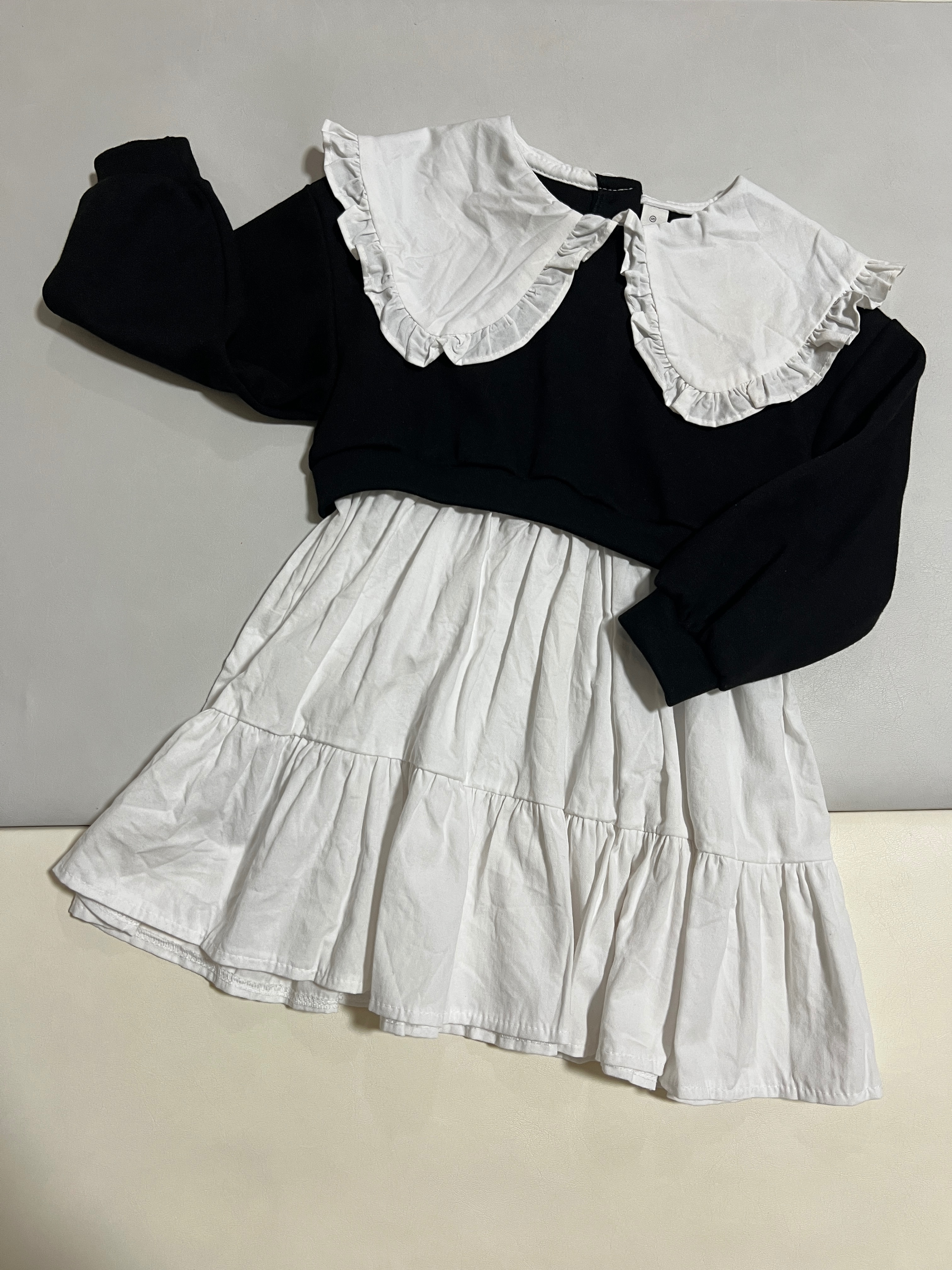 正韓 dailybebe 大翻領拼接洋裝