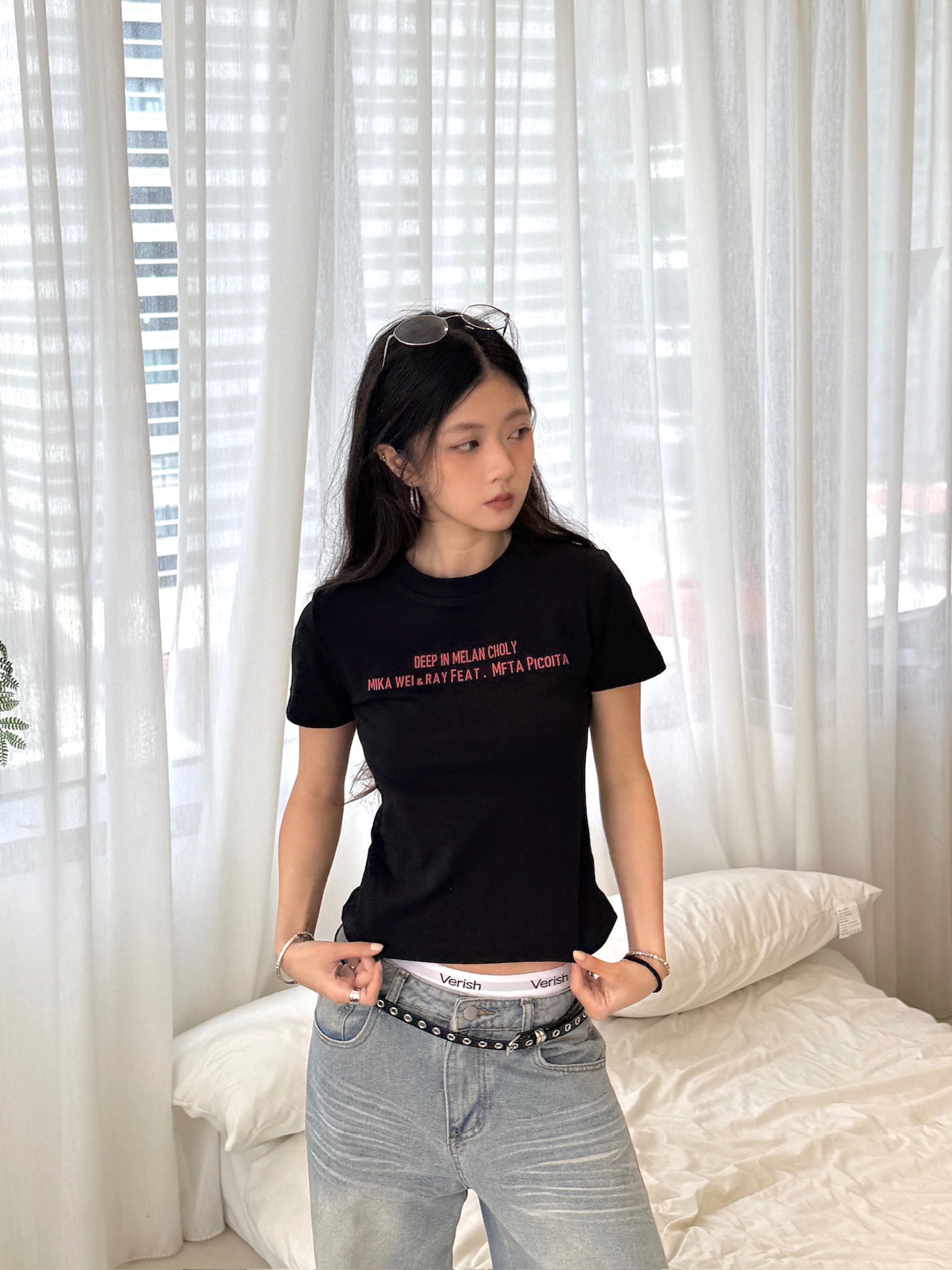 美式字母印花短袖上衣