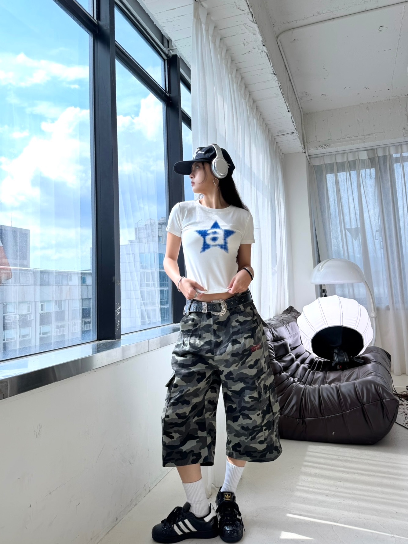 迷彩七分褲