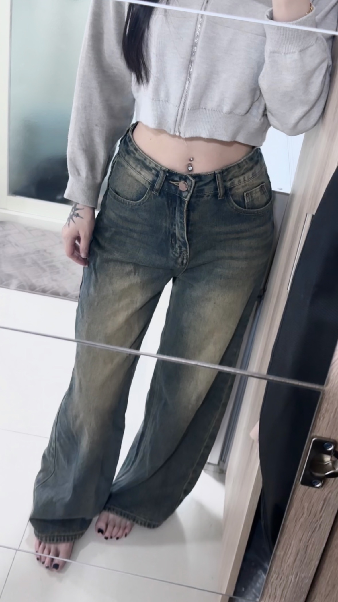 全新復古做舊牛仔褲