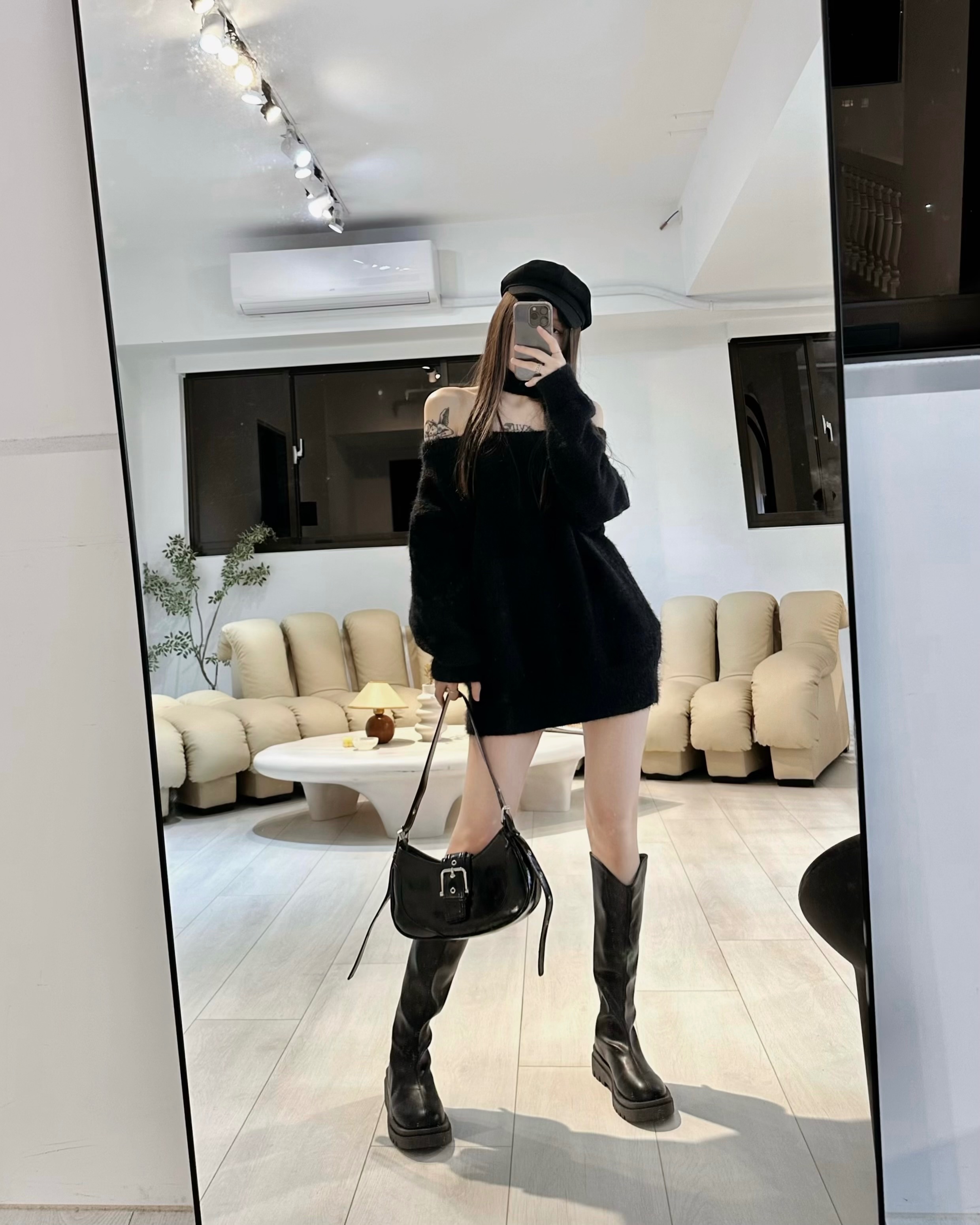 芊芊實拍 掛脖一字領毛衣 僅穿一次