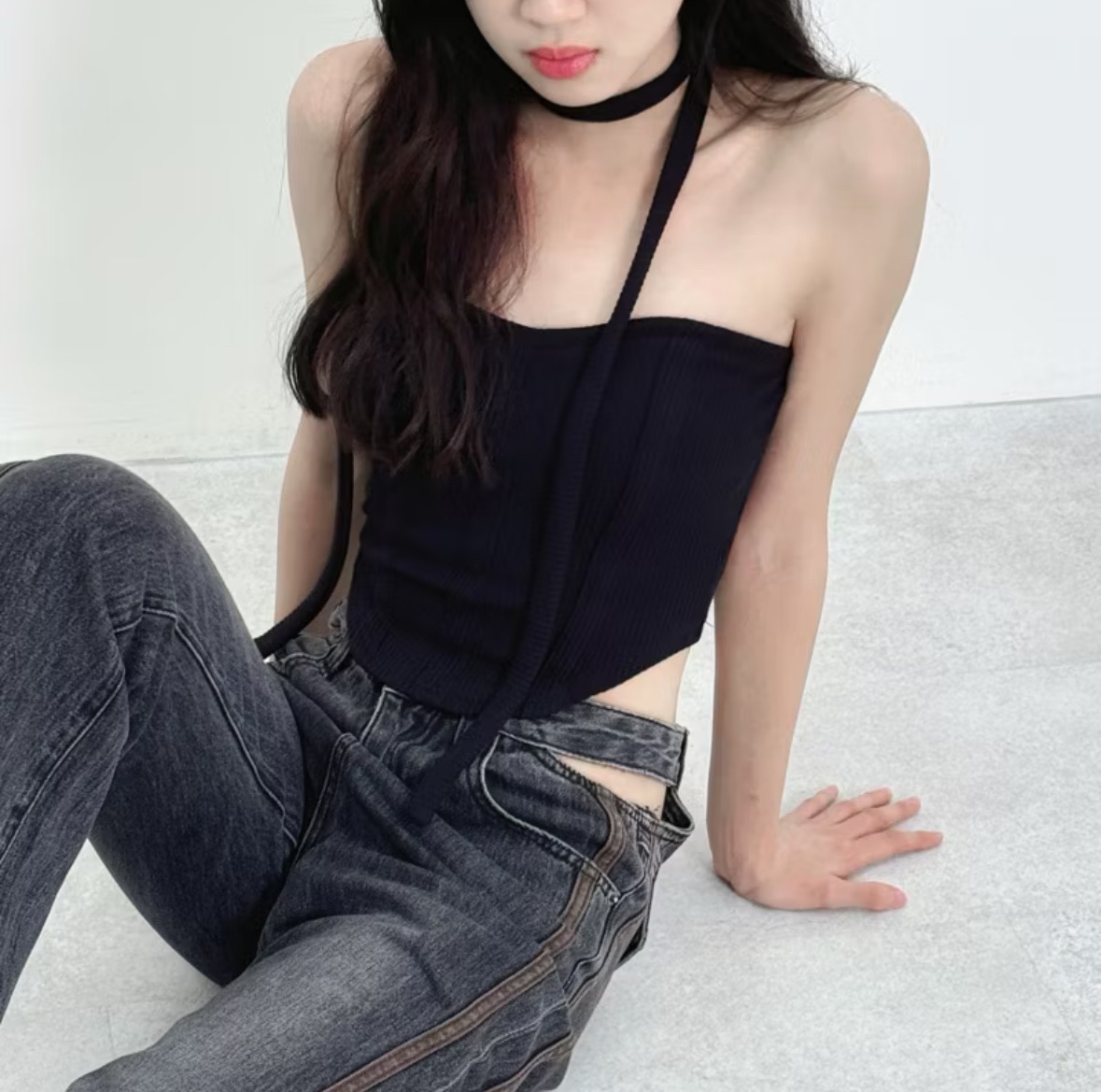 全新繞脖棉質馬甲bratop