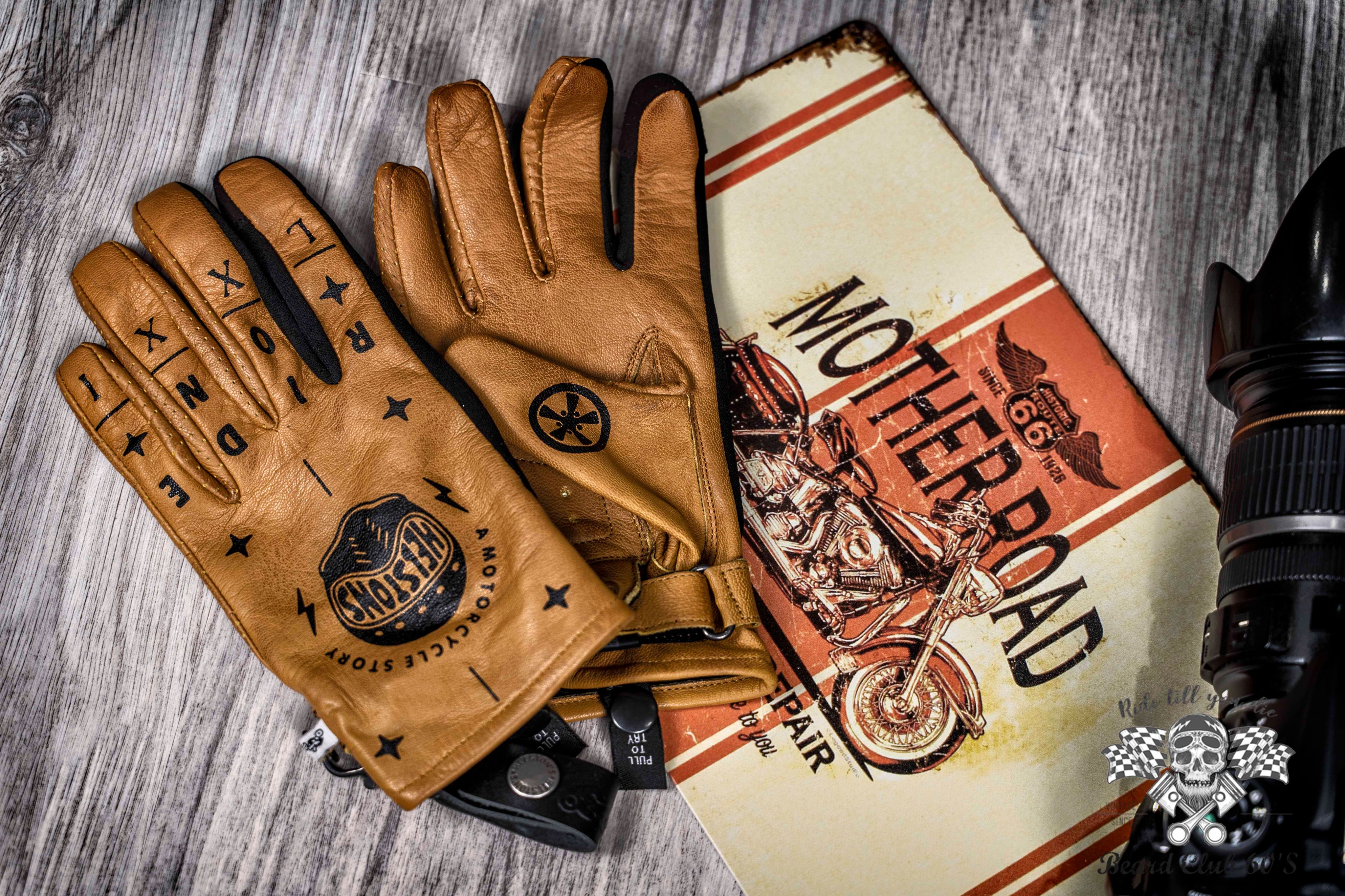 ♛大鬍子俱樂部♛ Helstons ® Kustom 法國 原裝 復古 騎士 夏季 防摔 淺棕色 短手套