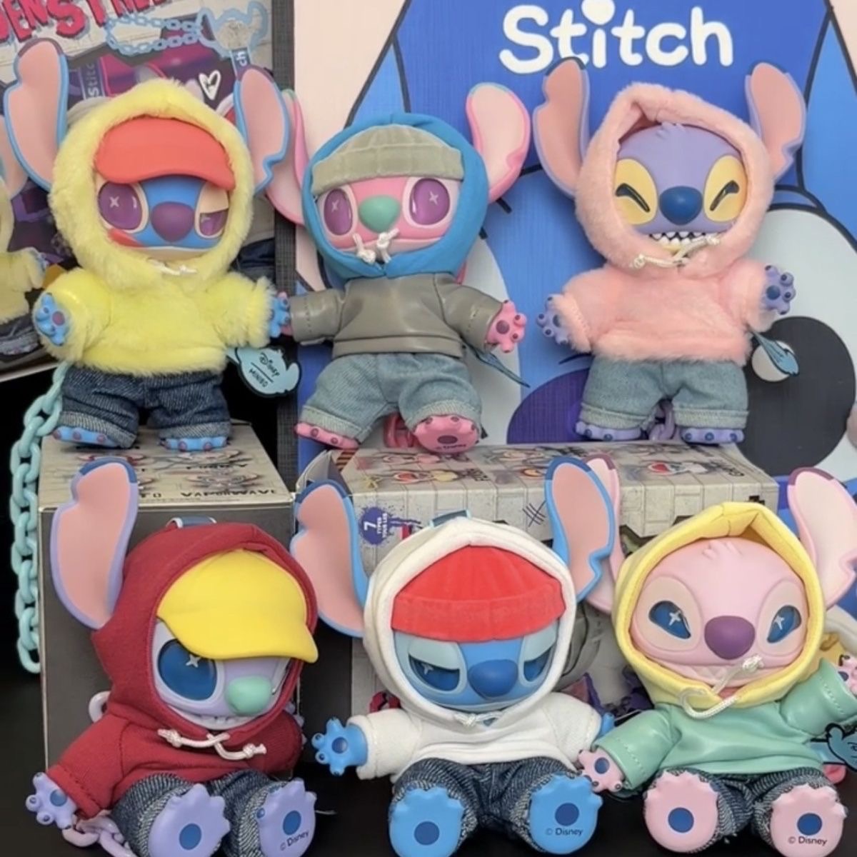 正版名创优品迪士尼史迪奇GenZ街头系列搪胶毛绒盲盒挂件生日礼物