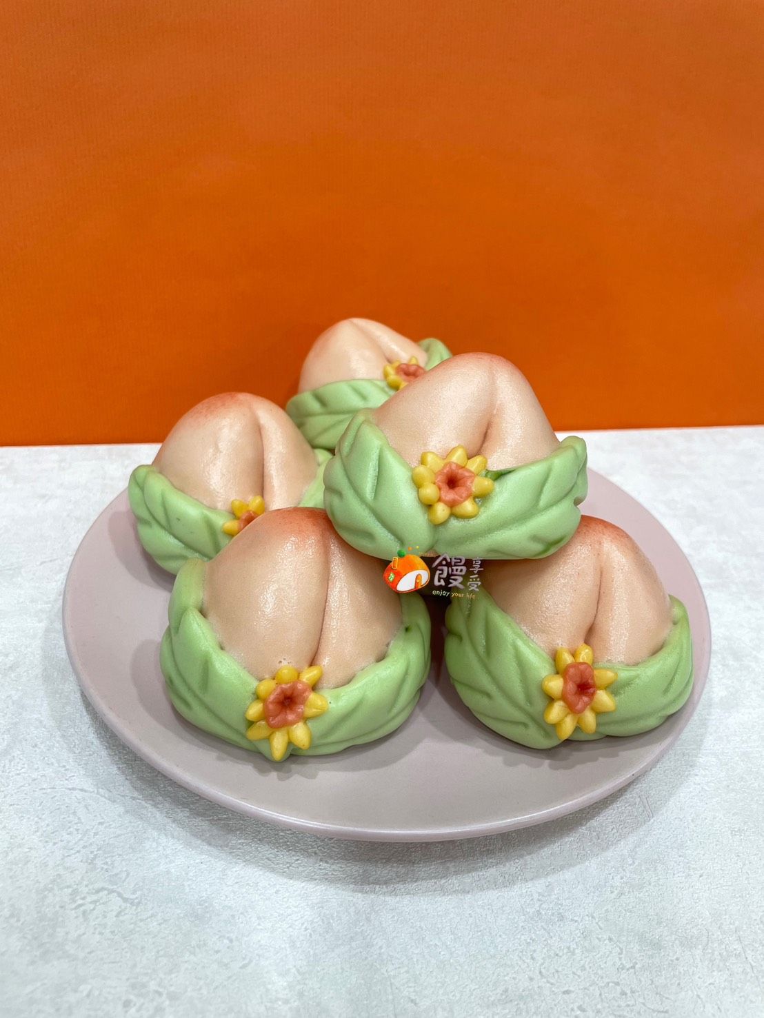 「紅豆餡壽桃」鮮奶饅頭 （一組六入）