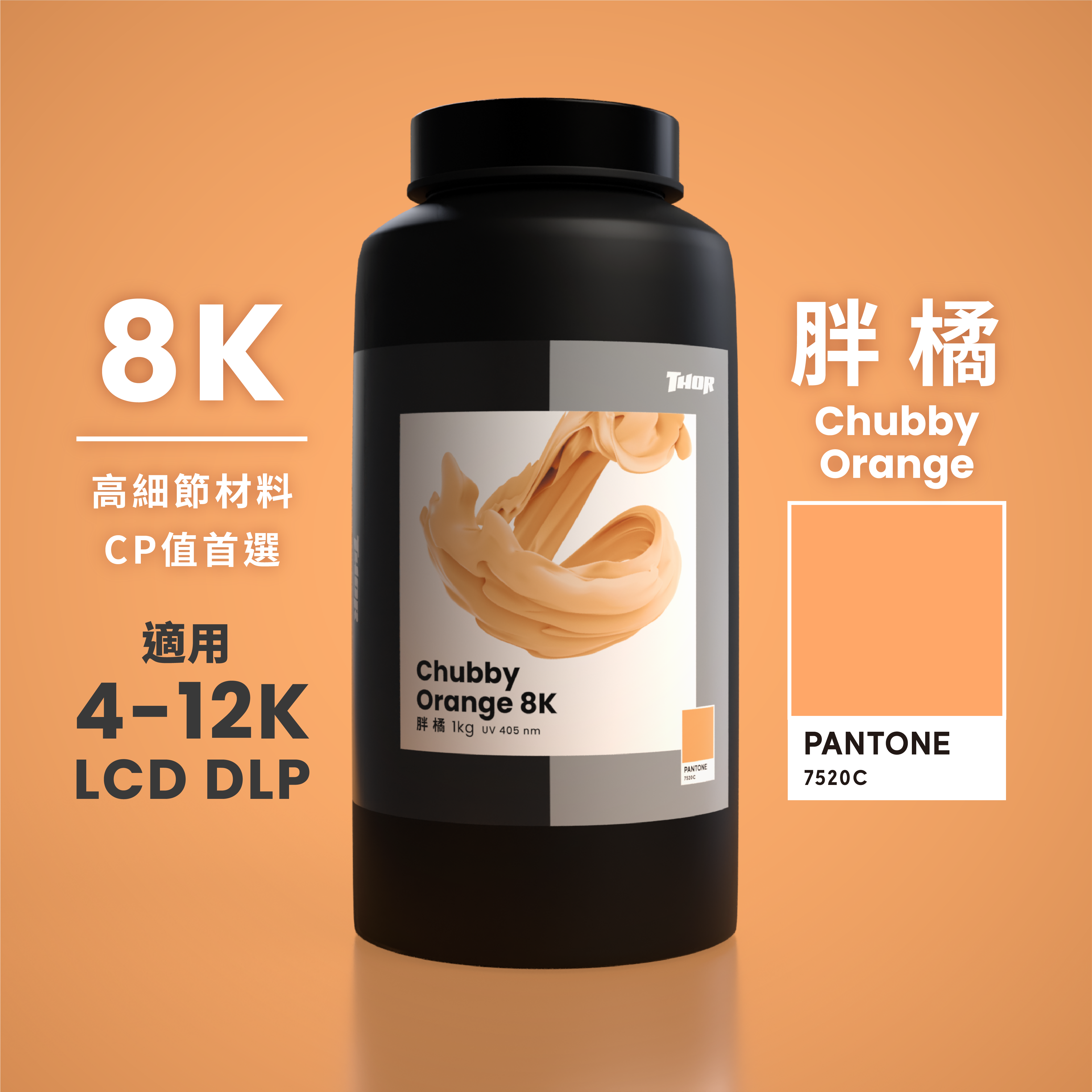 胖橘8K｜Chubby Orange｜十隻橘貓九隻胖，用過就瘦不下來｜1kg裝｜適用於 4K~12K LCD DLP