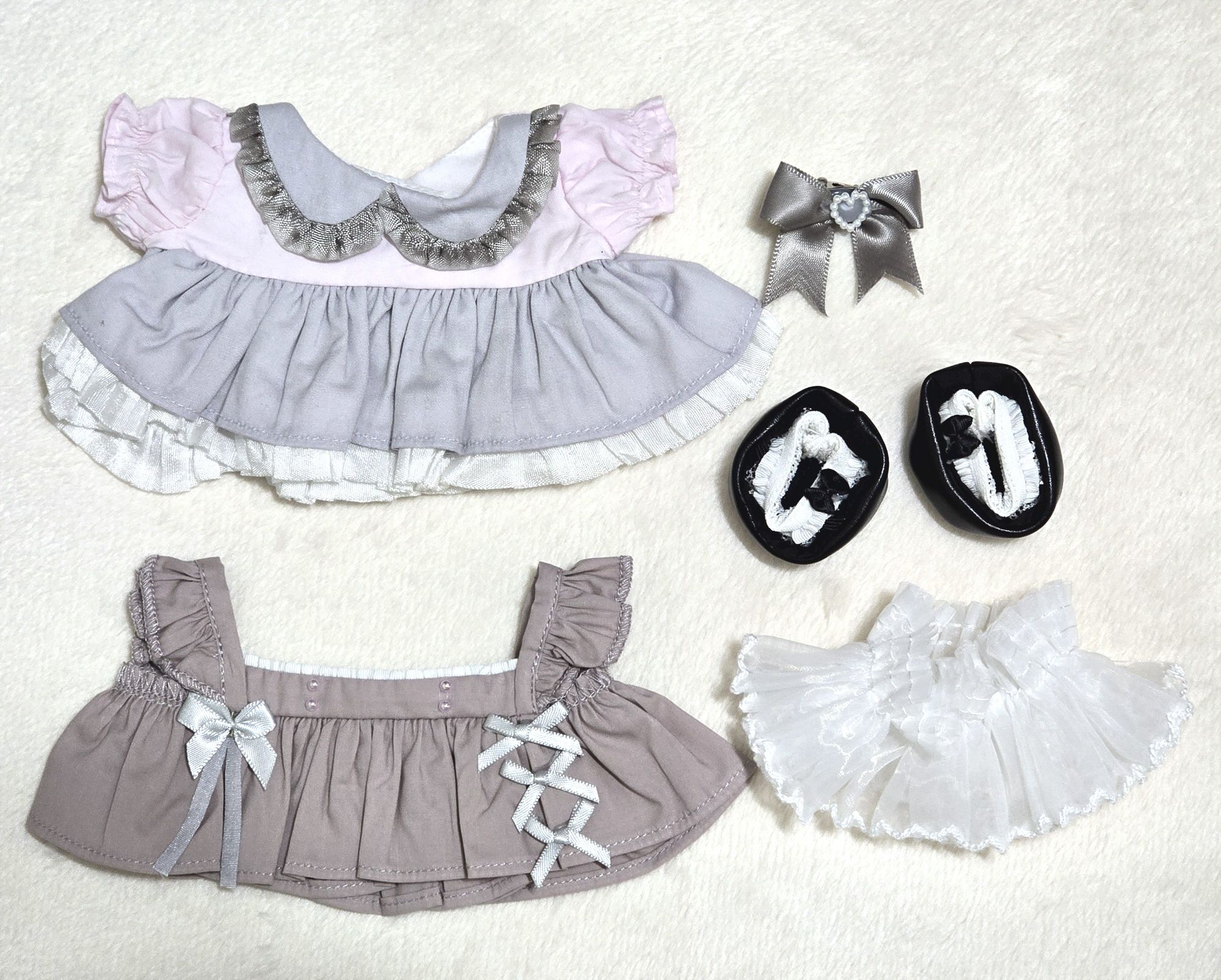 夢緞帶（芭蕾粉+天使灰）/夢緞帶3（甜粉黑／咖啡格）【20CM】