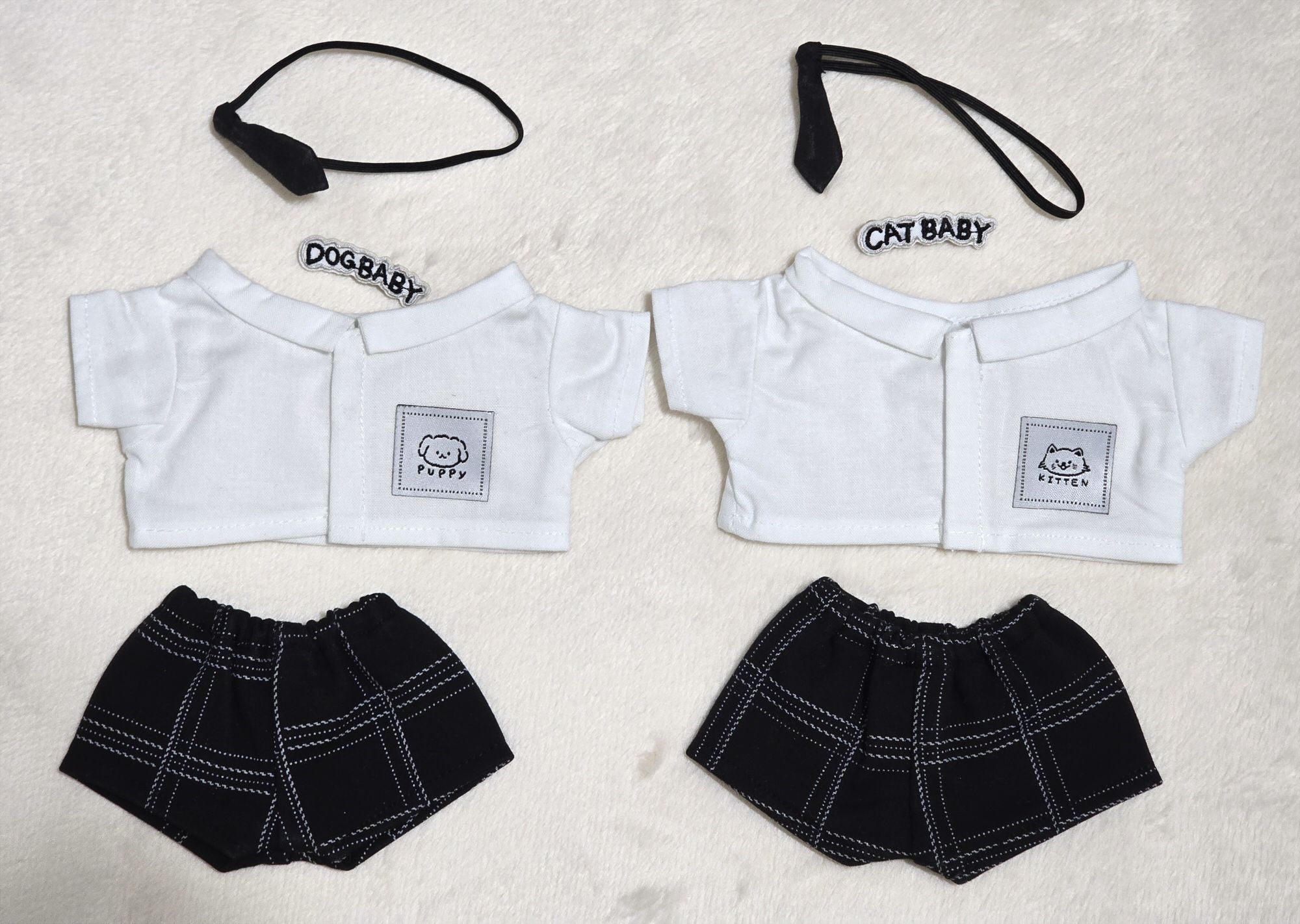 警班小狗（白）+警班小貓（白）+兩色襯衫【20CM】