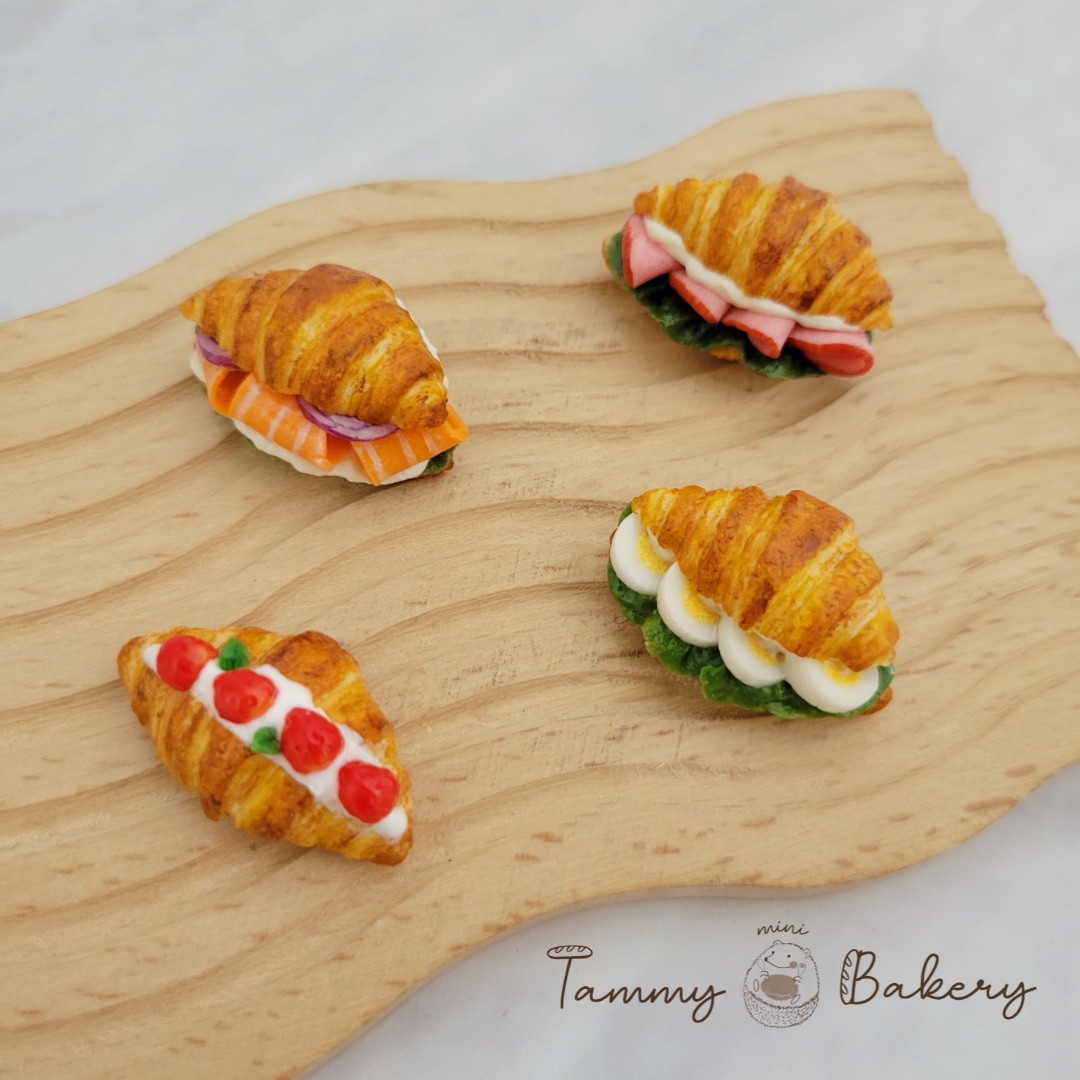 恬米焙可栗 磁鐵 / 胸針 可頌三明治｜冰箱貼 可愛造型磁鐵 食物模型 迷你食物