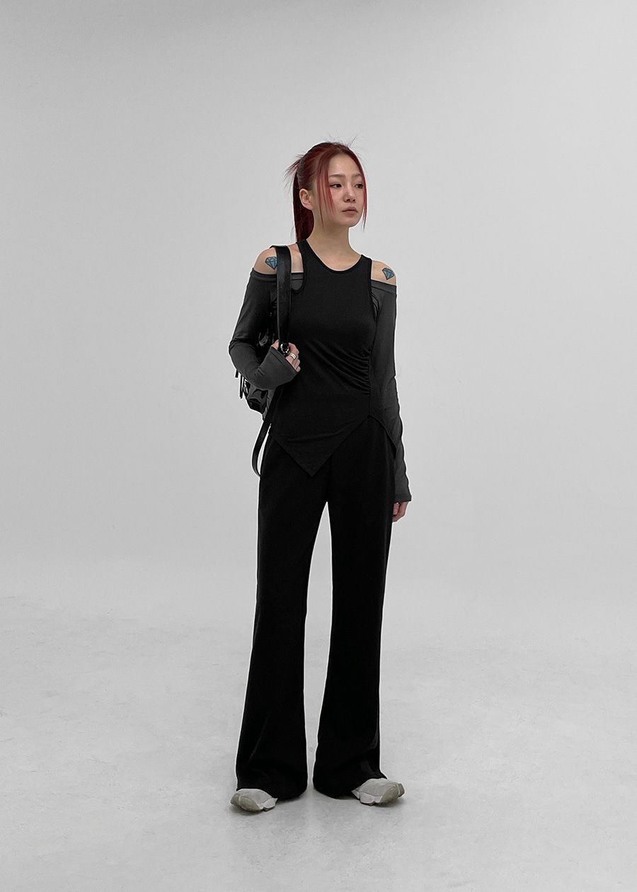 兩種褲長✿ 正韓製寬鬆靴型運動褲 pants 2色 （ 自製設計款 ） 長褲 鬆緊腰 休閒