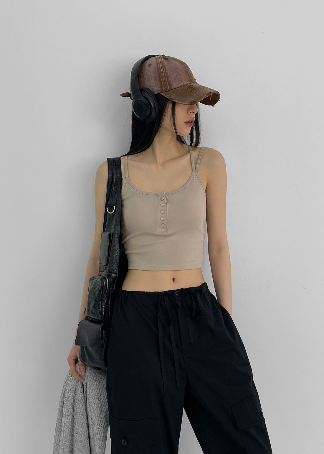 有胸墊✿ 雙肩帶細肩帶背心 sleeveless 4色 無袖 上衣 吊帶 短版