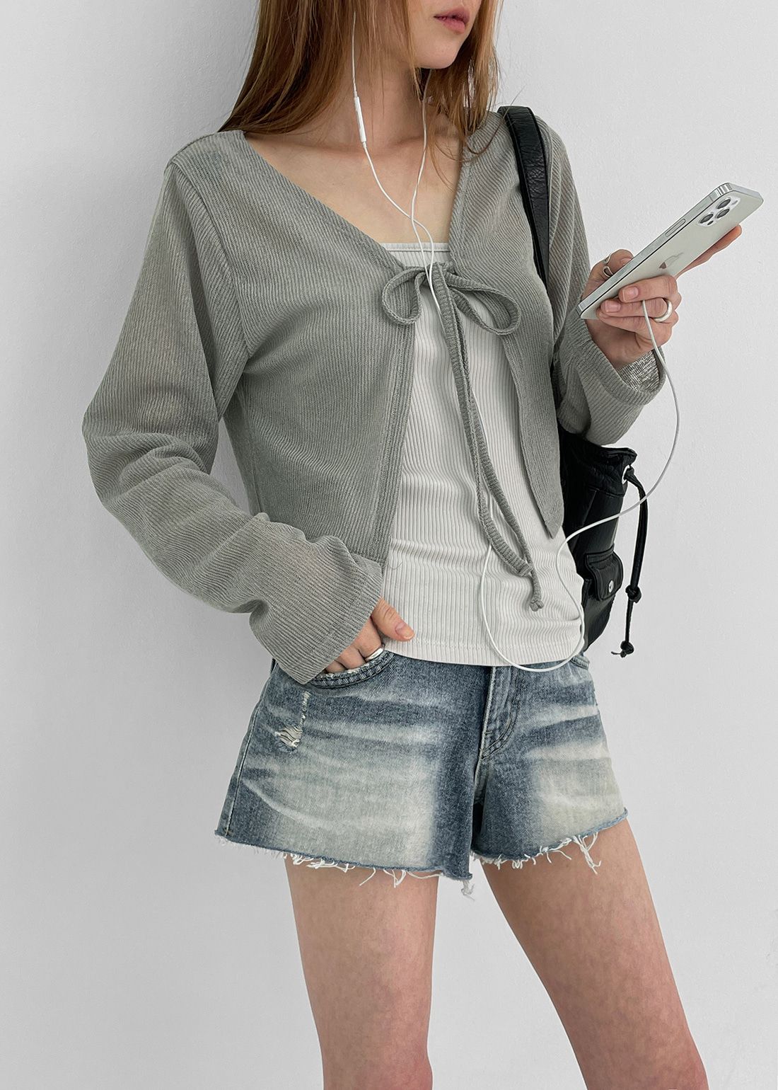 正韓製百搭短版綁帶罩衫 bolero cardigan 3色 （ 自製設計款 ） 開衫 針織外套