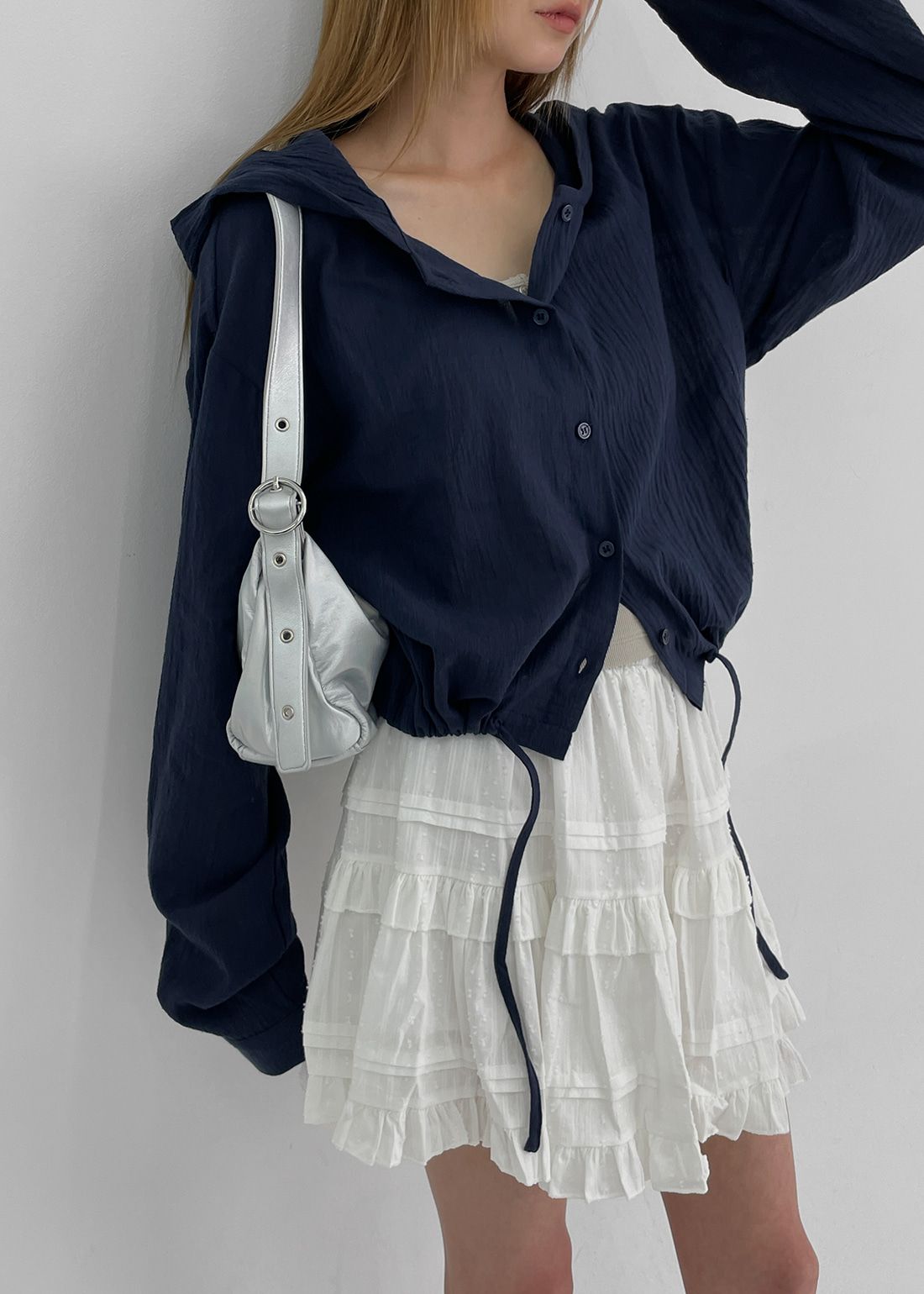 短版✿ 涼爽夏季透膚外套 hood zip-up 3色 （ 自製設計款 ） 長袖 連帽 透視 下擺抽繩