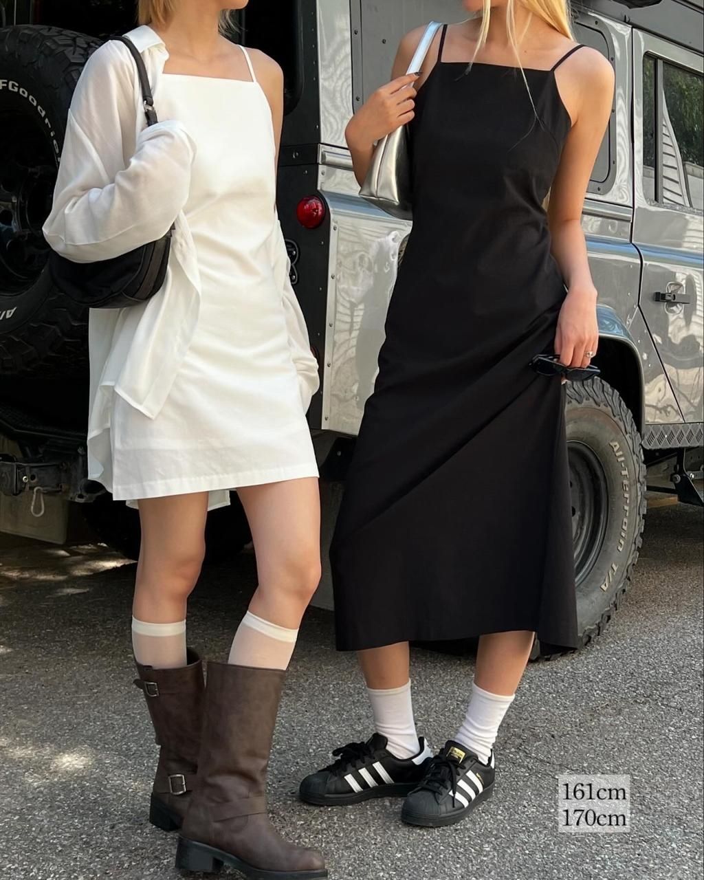 兩種長度✿ 正韓製涼爽亞麻細肩帶洋裝 dress 2色 （自製設計款 ） 連身裙 吊帶裙 短裙 長裙
