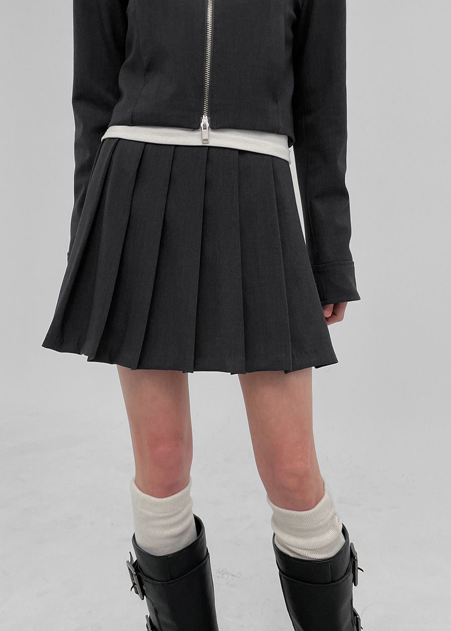 可搭套裝✿ 正韓製修身西裝百摺裙 skirt 2色 （ 自製設計款 ） 褲裙 短裙 迷你裙 高腰