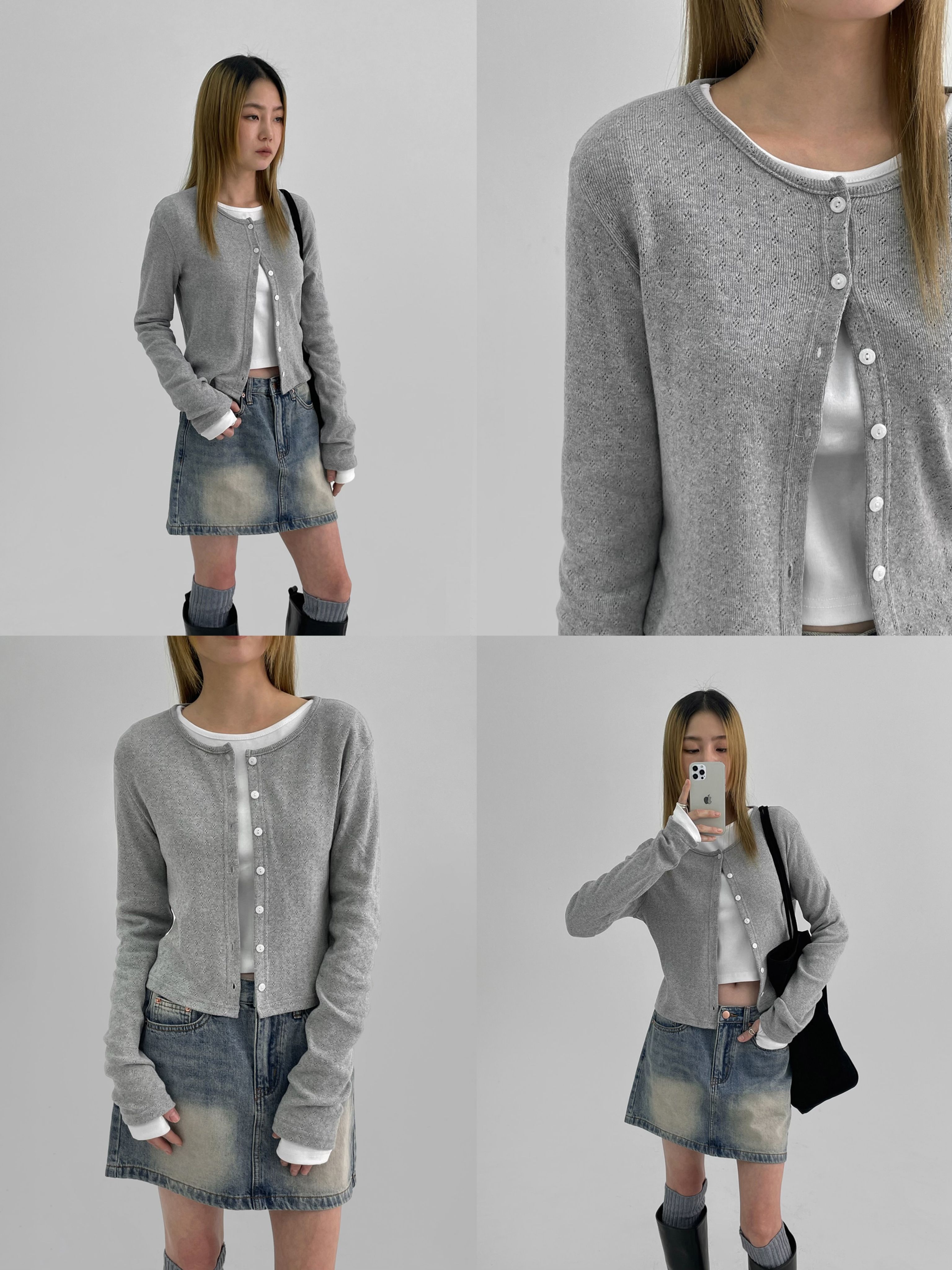 正韓製鏤空雕花長袖外套 cardigan 8色 （ black-up ） 罩衫 開衫 小外套