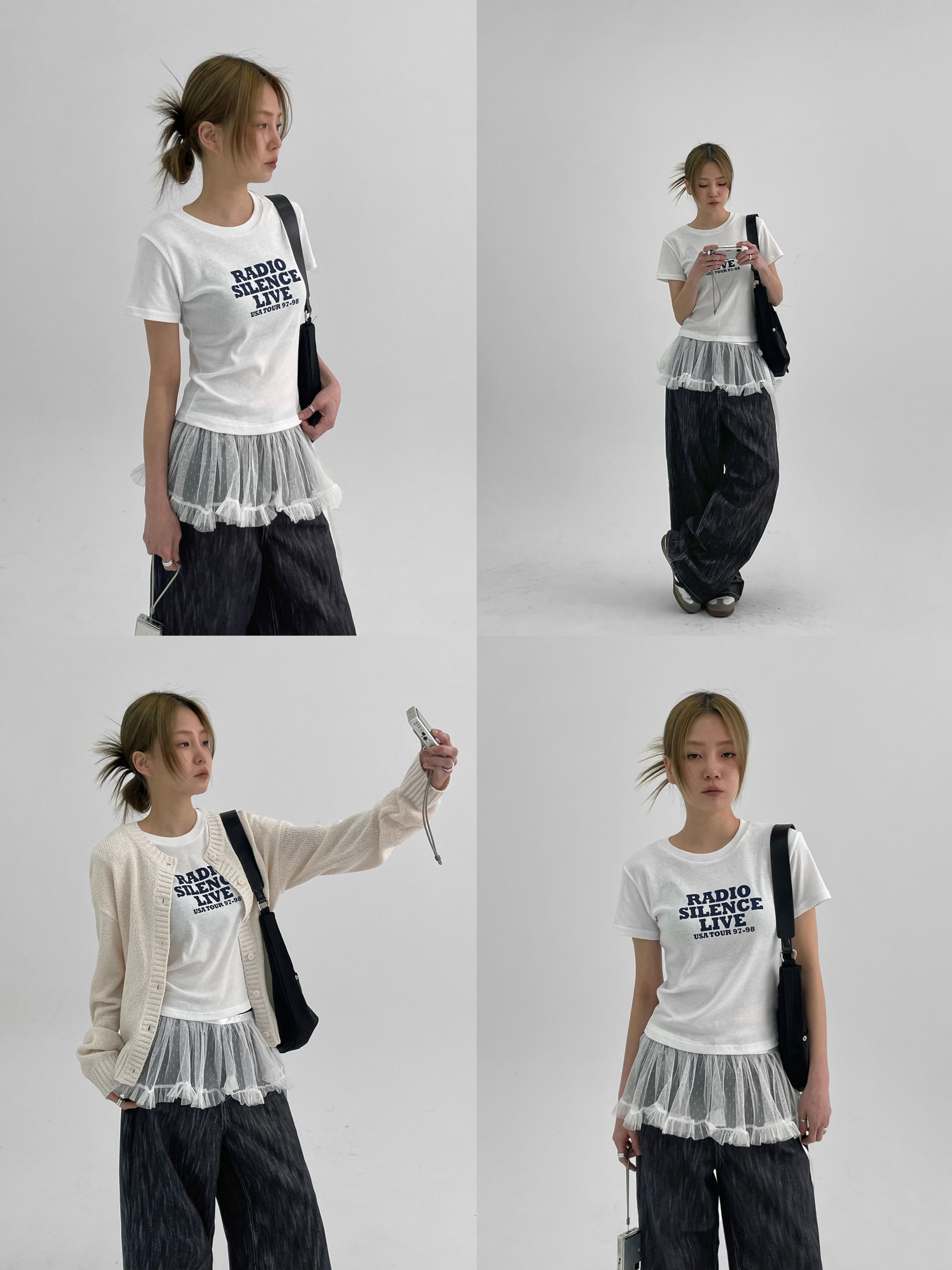 正韓製字母印花短袖上衣 tee 4色 （ black-up ） 短踢 短T