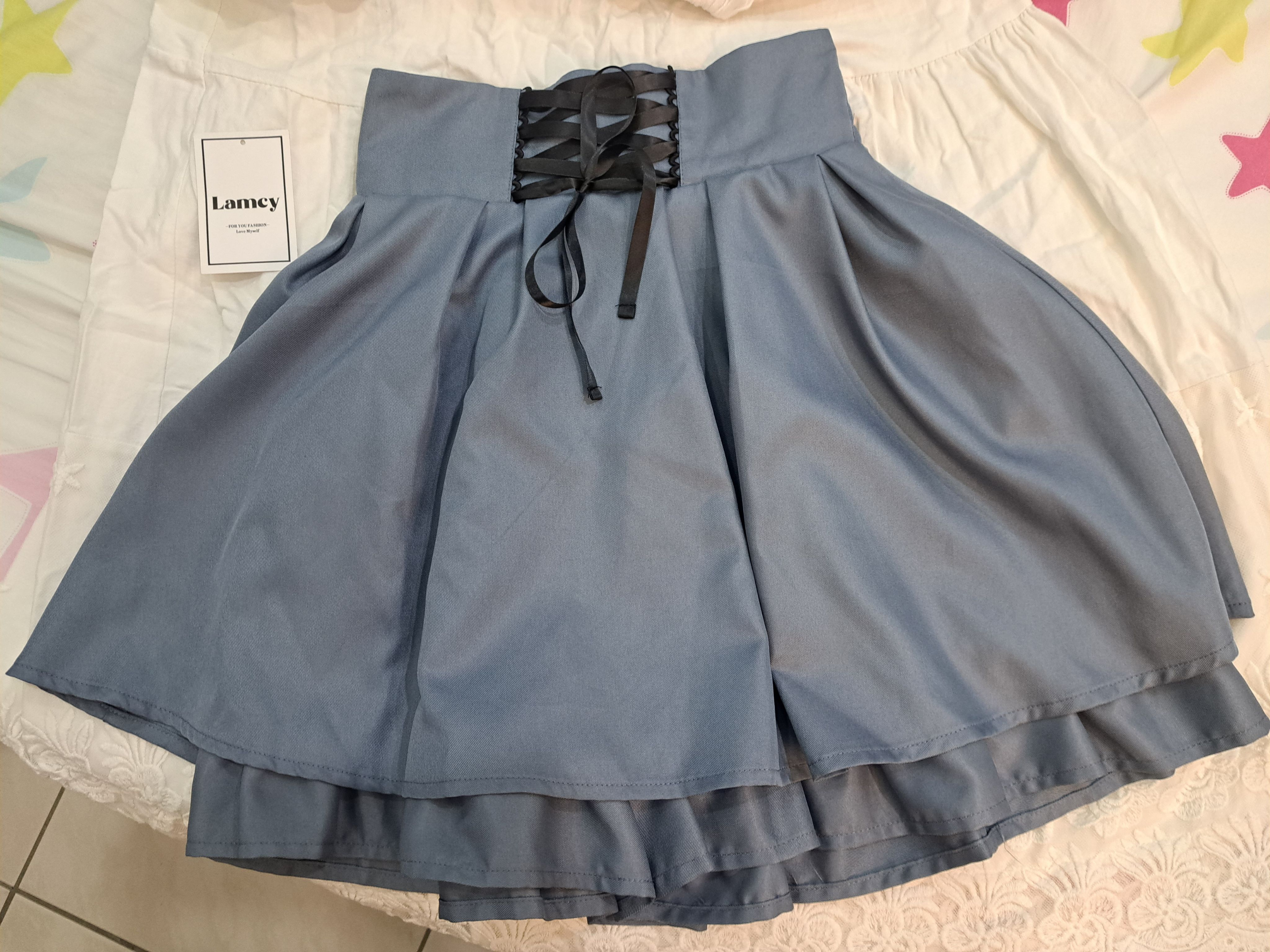 ＜二手穿一洗一＞思夢樂藍色地雷系褲裙