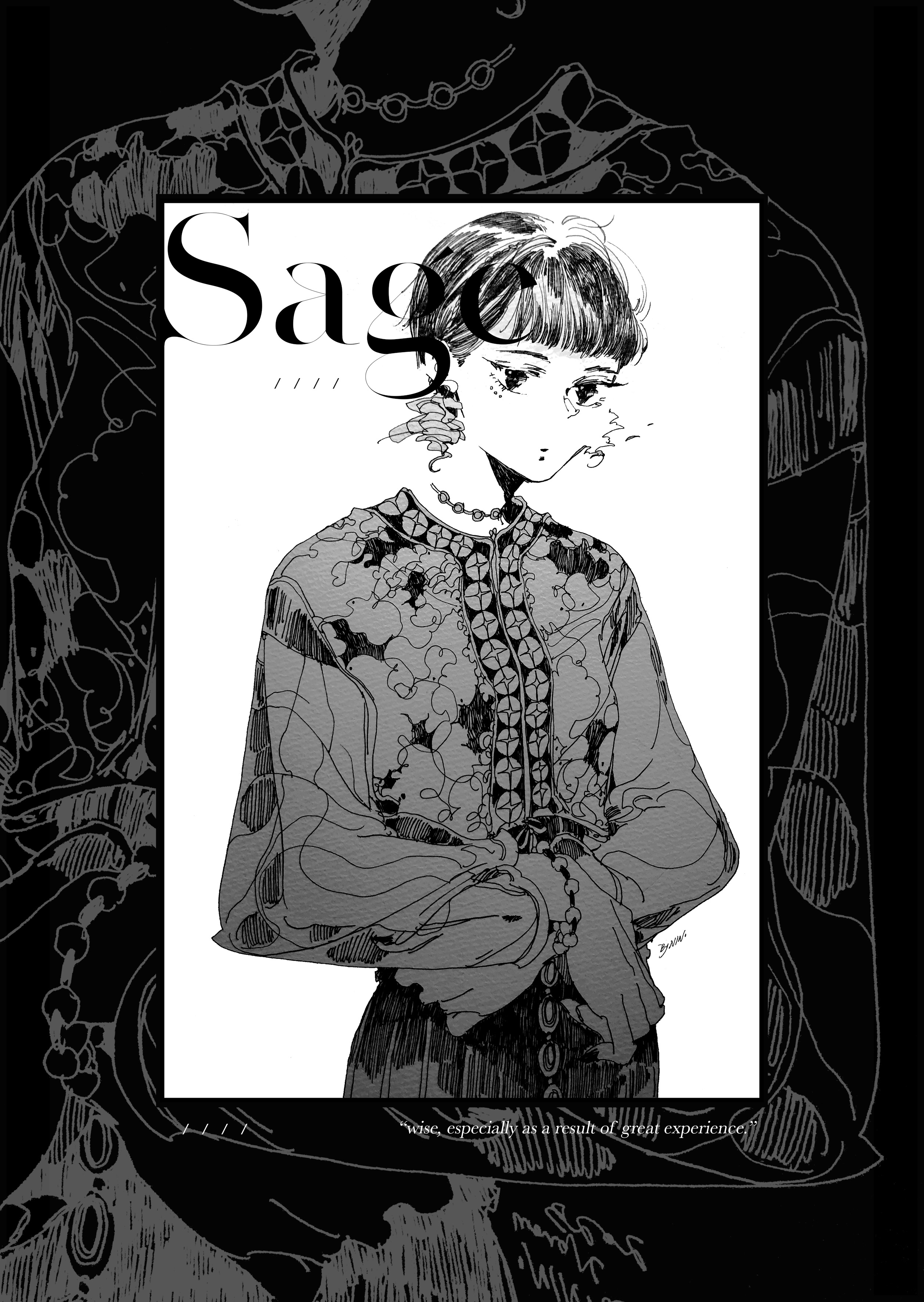 { 黑白綻放 } 鋼筆插畫小海報