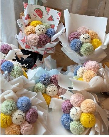 韓風哈哈笑開心乾燥花 笑哈哈花束乒乓菊 微笑花 畢業花束禮物 情人節花束 幼稚園畢業 小學畢業花束 小朋友花束 笑臉花束