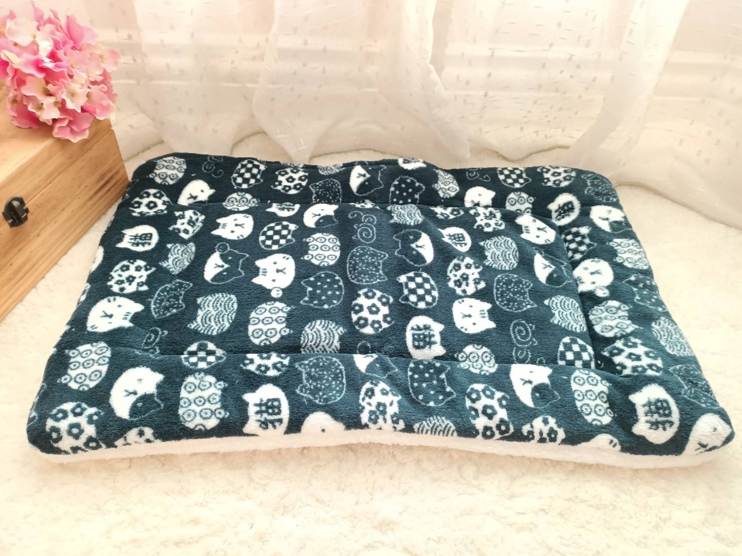 深色招財貓 加厚兩用墊