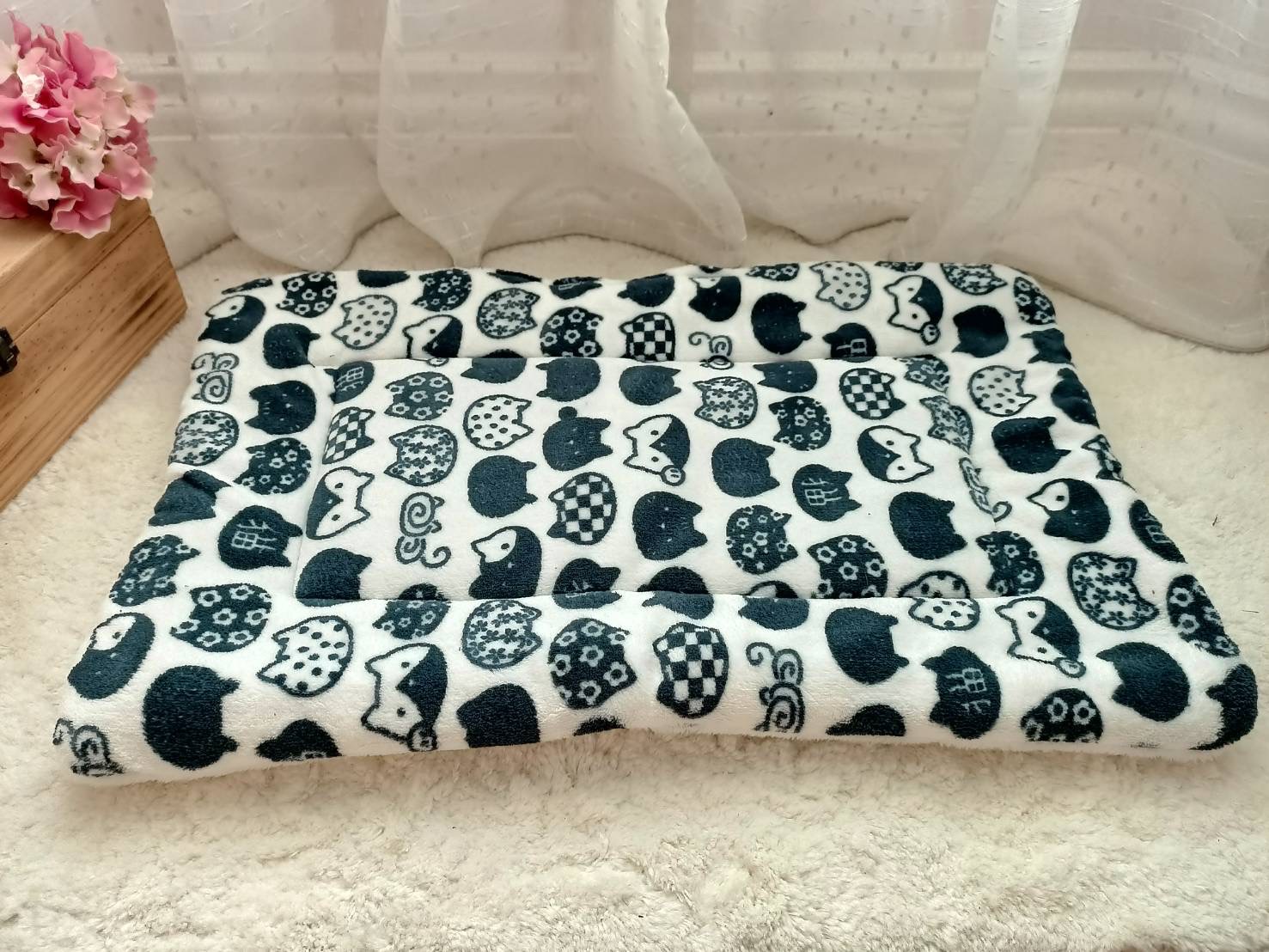 白底招財貓 加厚兩用墊