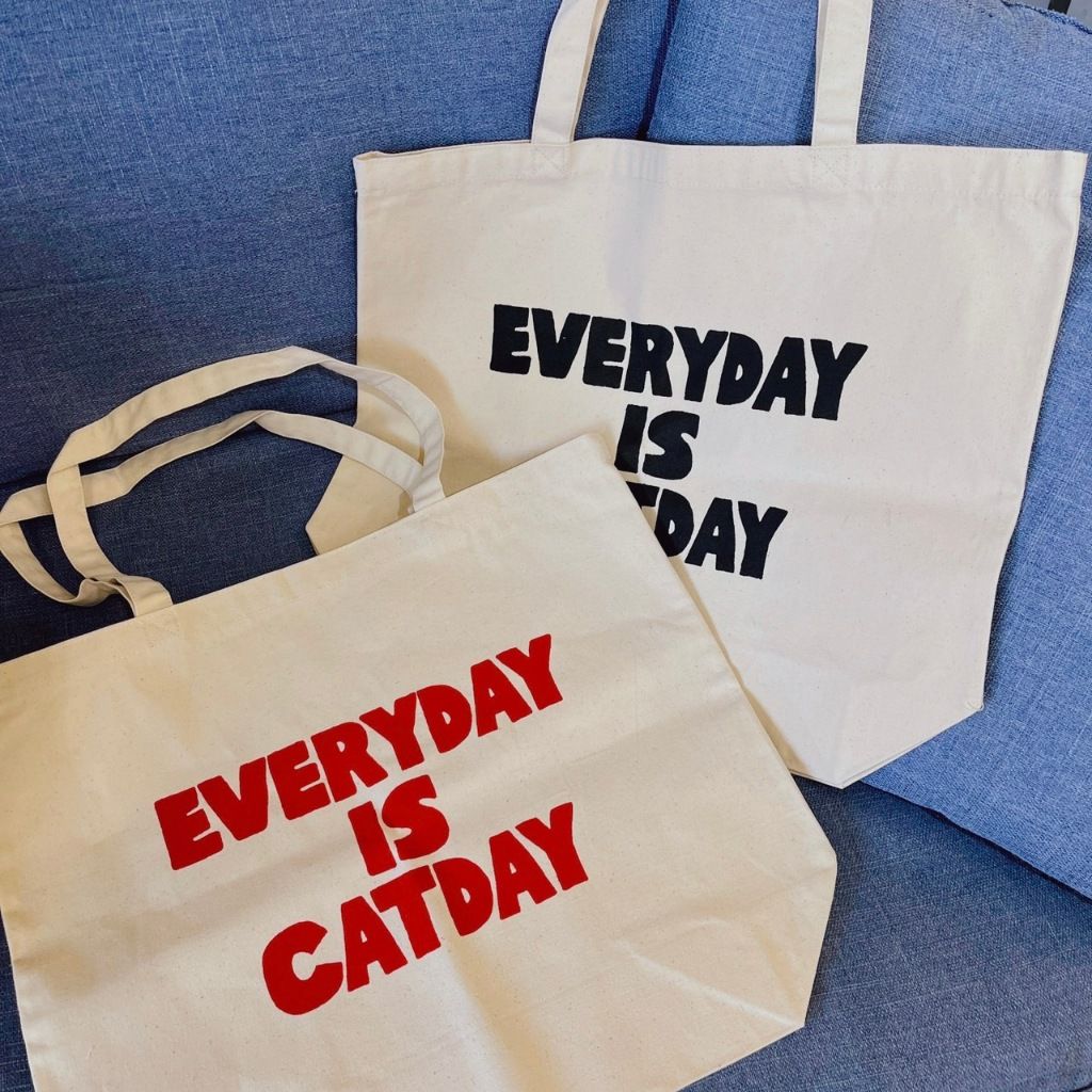 現貨 日本 每天都是貓咪日Everyday is cat day 生成色帆布袋