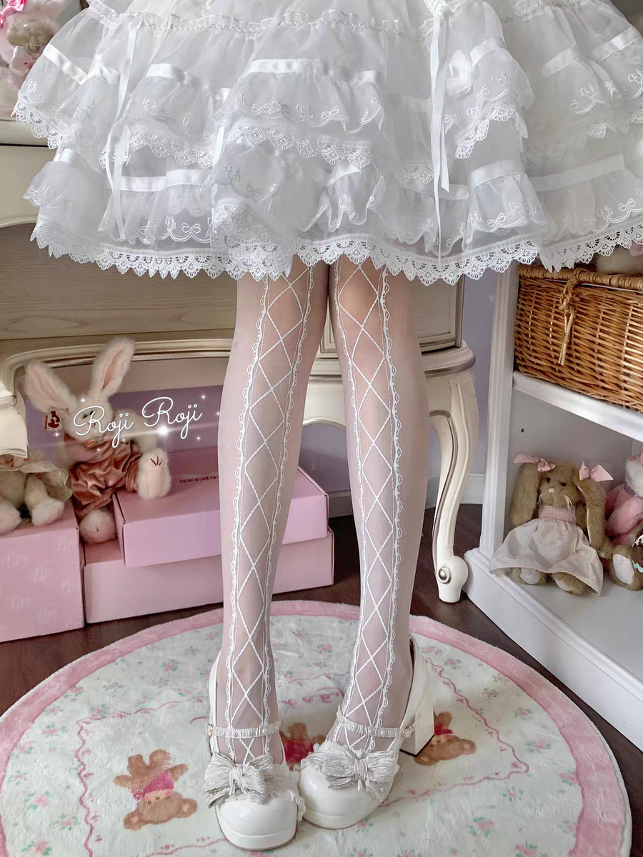 | 交織帷幕 | roji 原創綁帶印花薄款褲襪