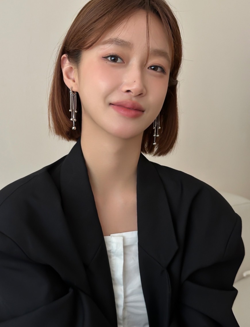 氣質流蘇圓珠耳環