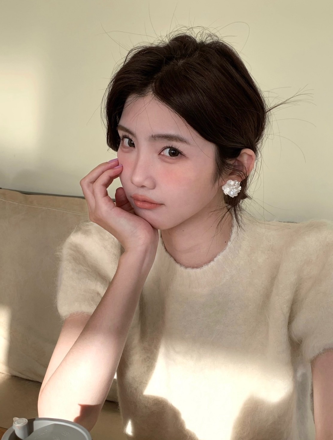 法式山茶花耳環